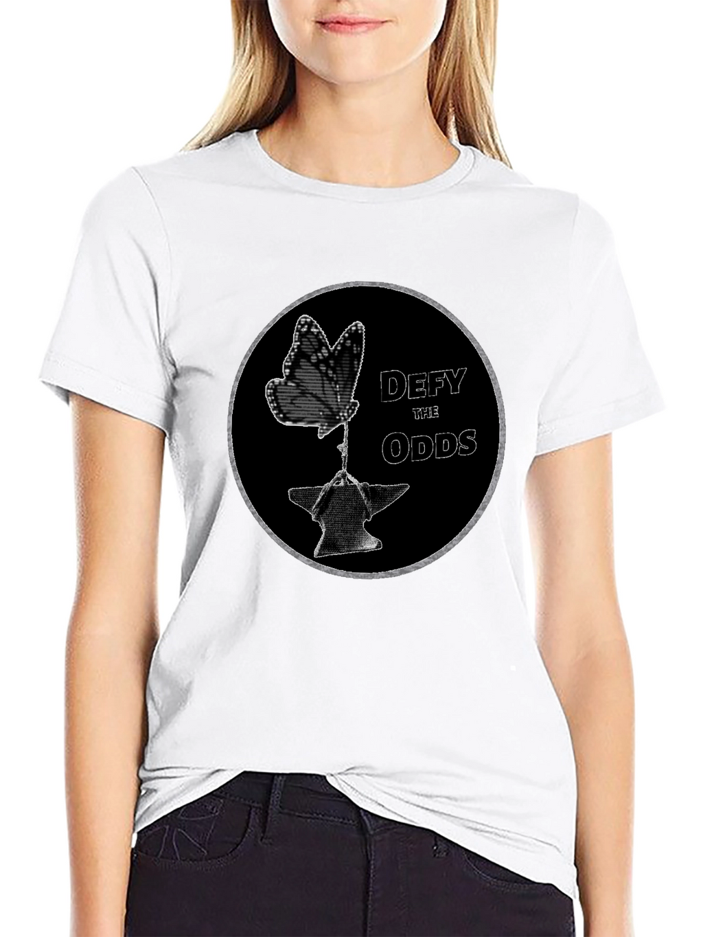 Defy the Odds Graphic T-Shirt - Butterfly on Anvil