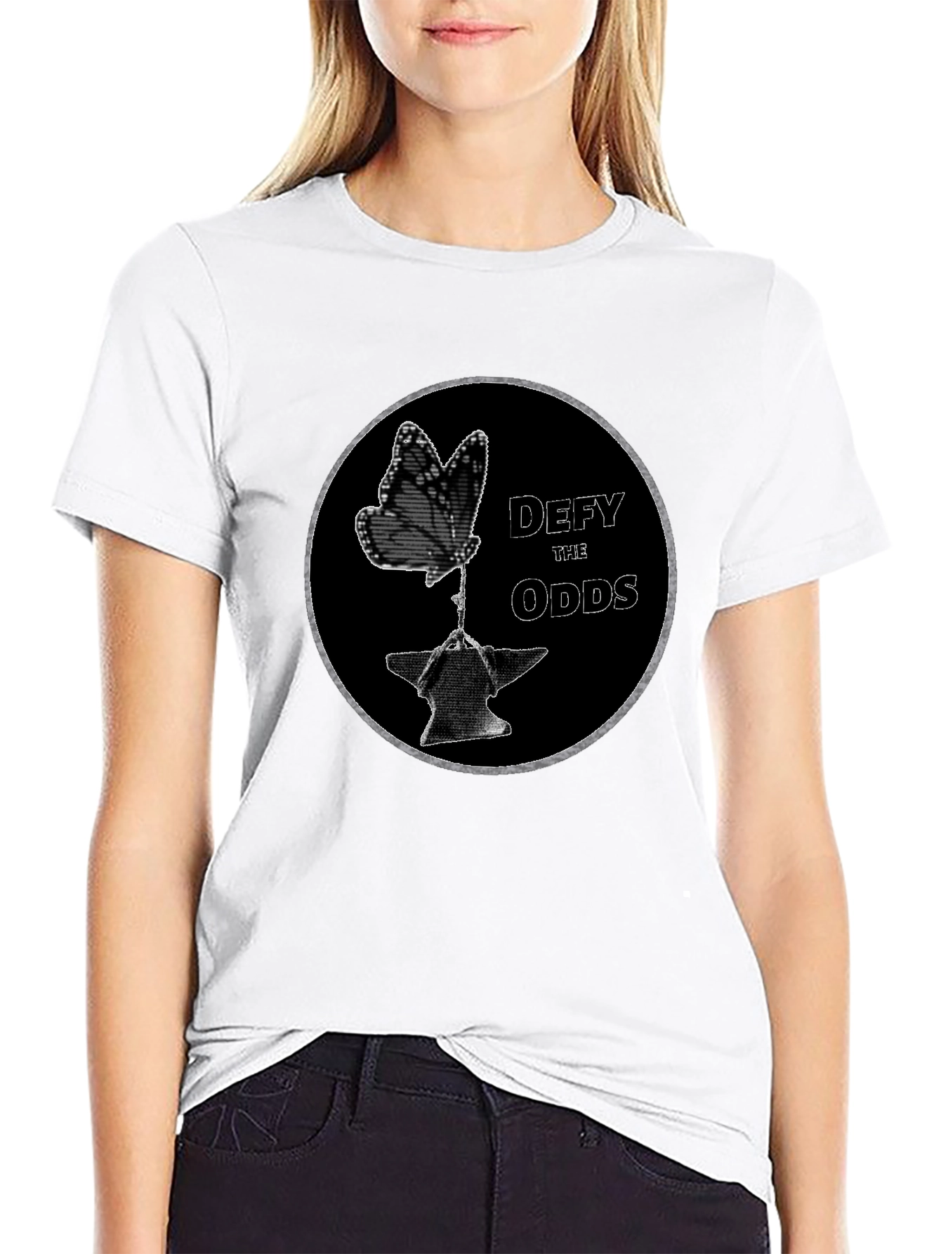 Defy the Odds Graphic T-Shirt - Butterfly on Anvil