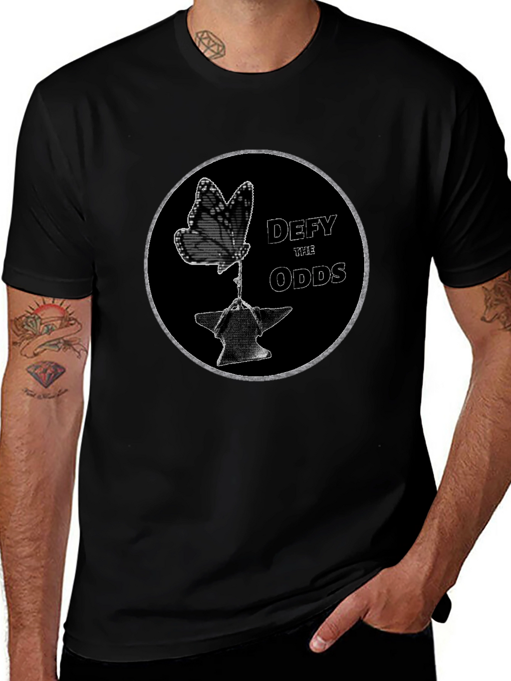 Defy the Odds Graphic T-Shirt - Butterfly on Anvil