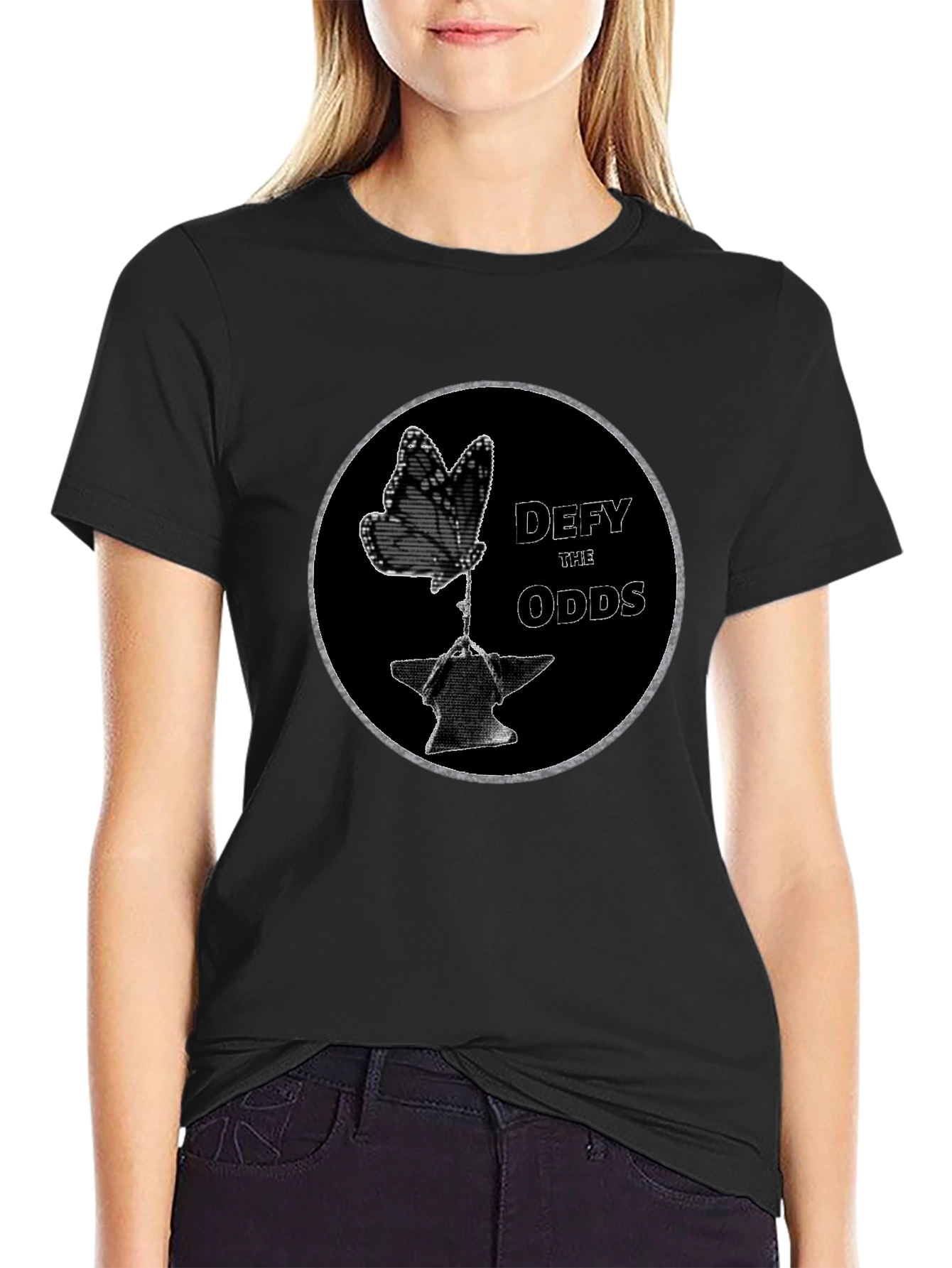 Defy the Odds Graphic T-Shirt - Butterfly on Anvil
