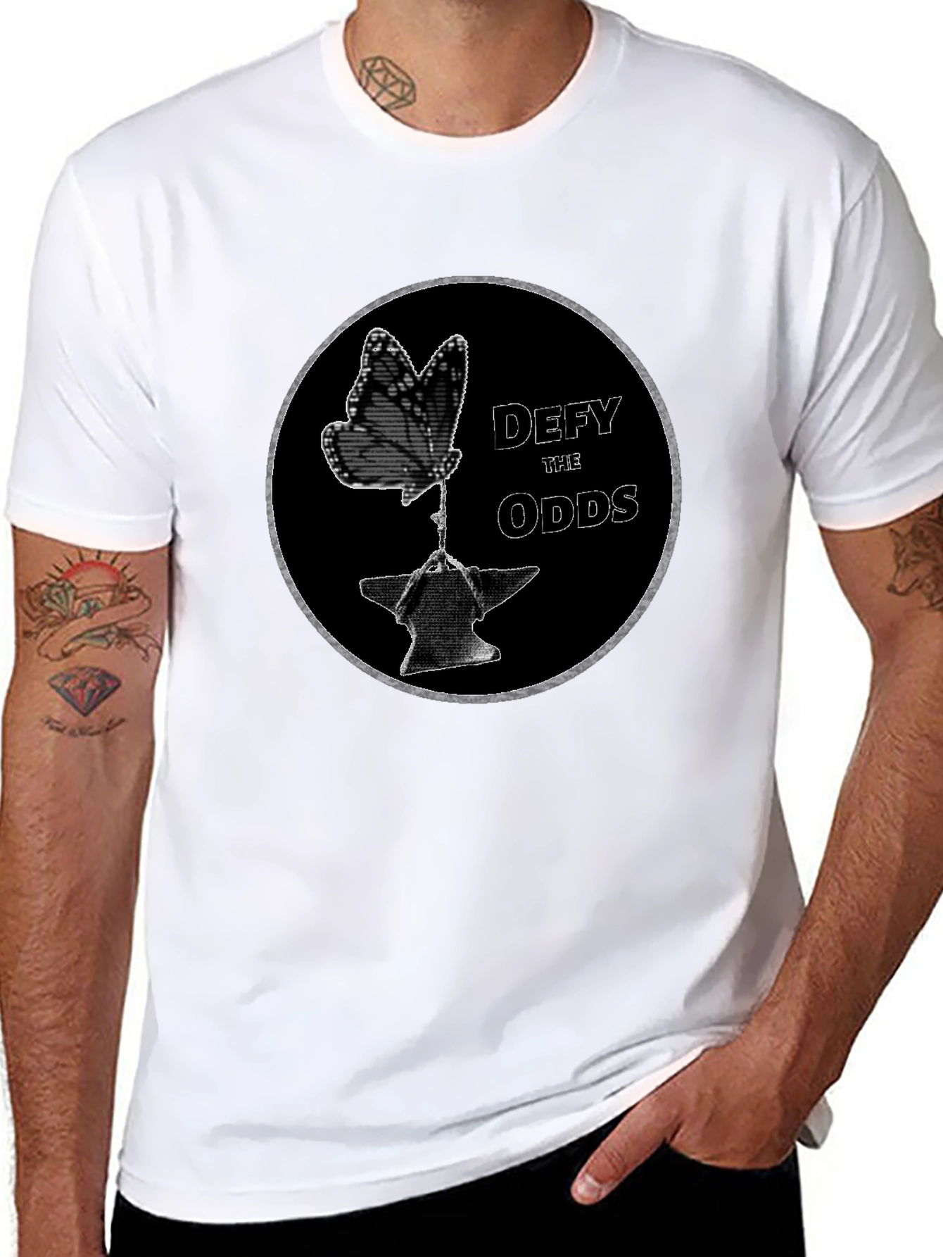 Defy the Odds Graphic T-Shirt - Butterfly on Anvil