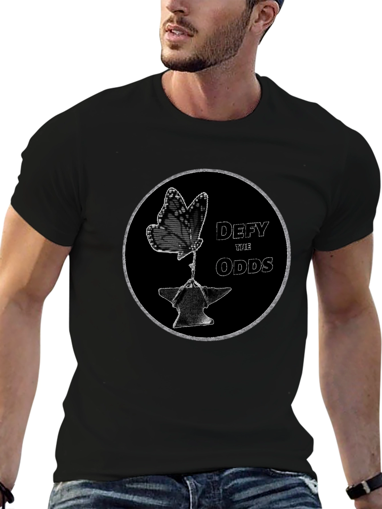 Defy the Odds Graphic T-Shirt - Butterfly on Anvil