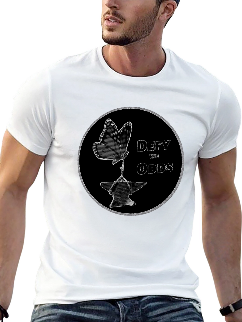 Defy the Odds Graphic T-Shirt - Butterfly on Anvil