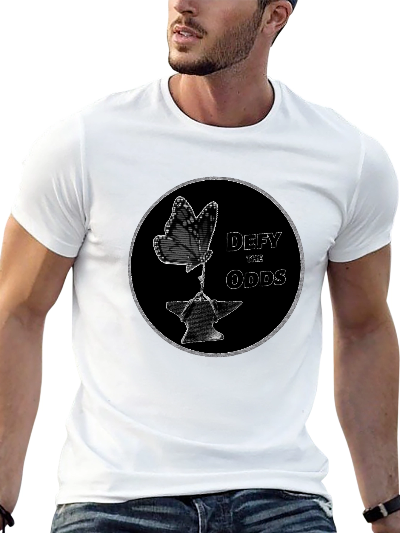 Defy the Odds Graphic T-Shirt - Butterfly on Anvil