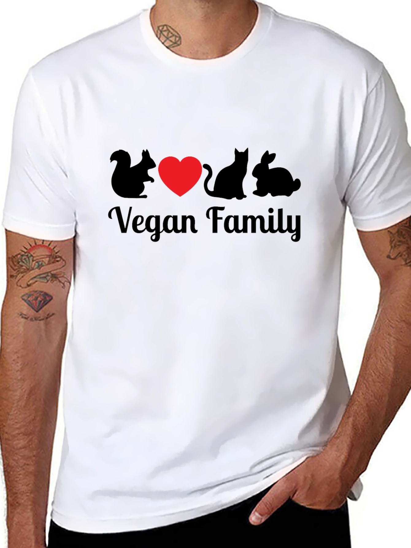 Vegan Family Graphic T-Shirt - Animal Lover Tee
