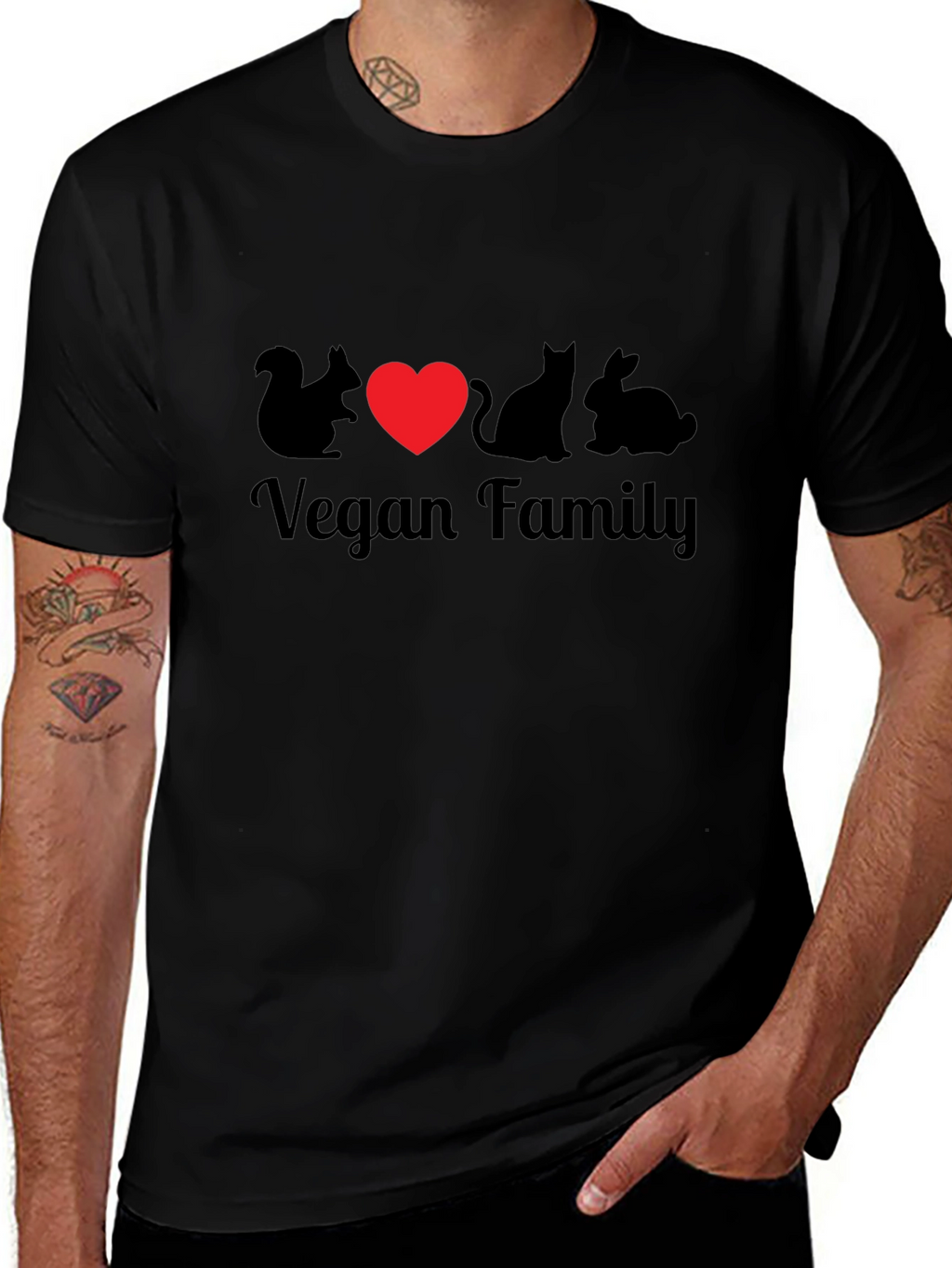 Vegan Family Graphic T-Shirt - Animal Lover Tee