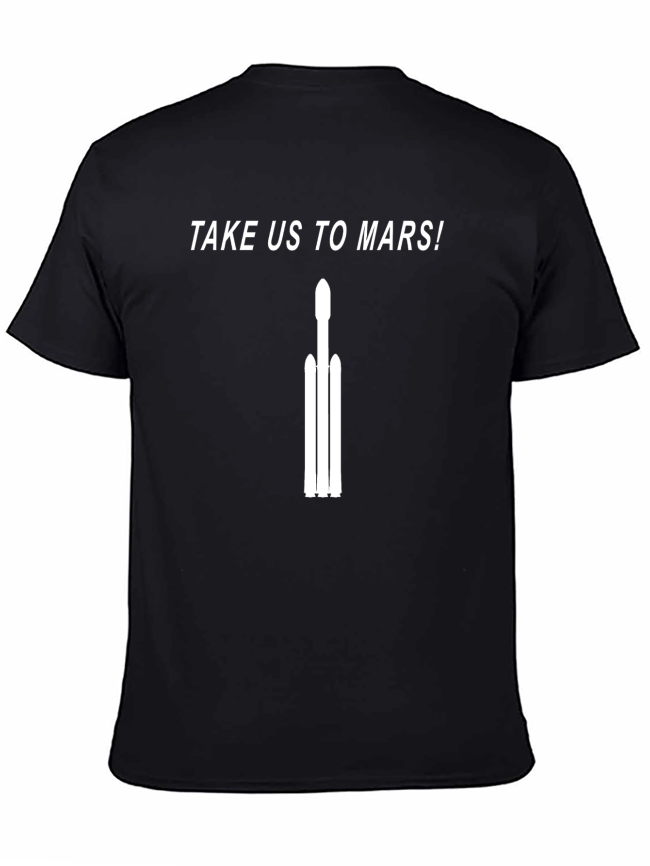 Take Us to Mars Black T-Shirt Rocket Space Travel Tee