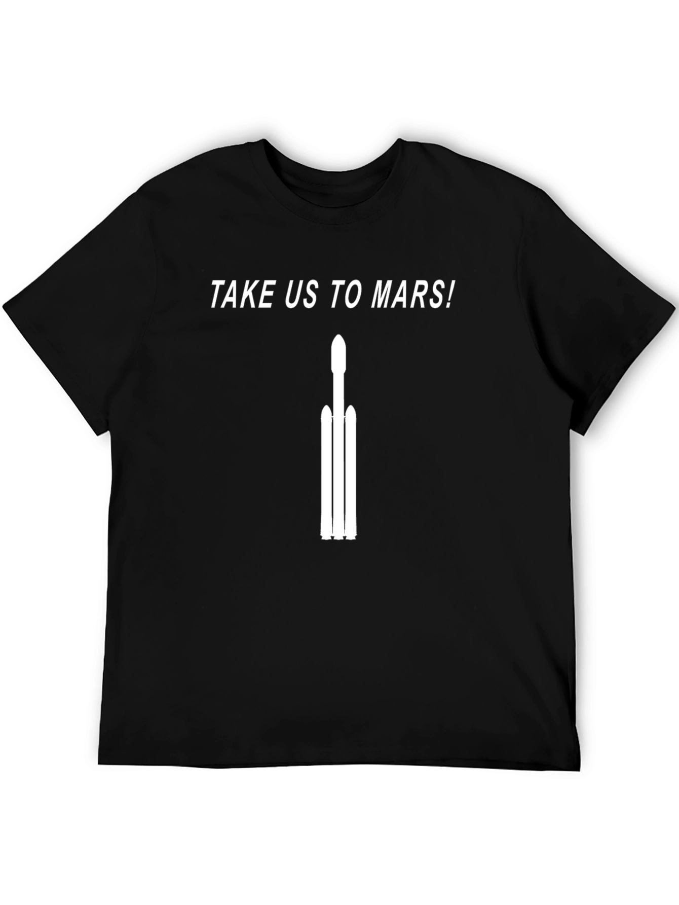 Take Us to Mars Black T-Shirt Rocket Space Travel Tee