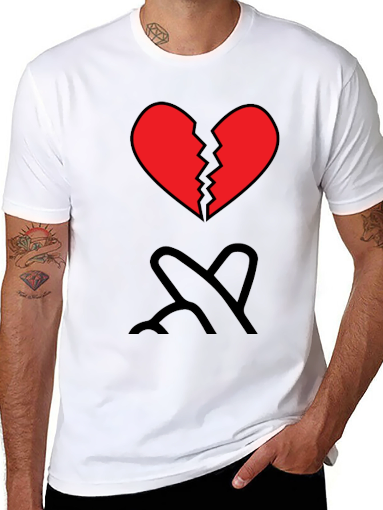 Broken Heart Graphic Tee - Mens Black T-Shirt