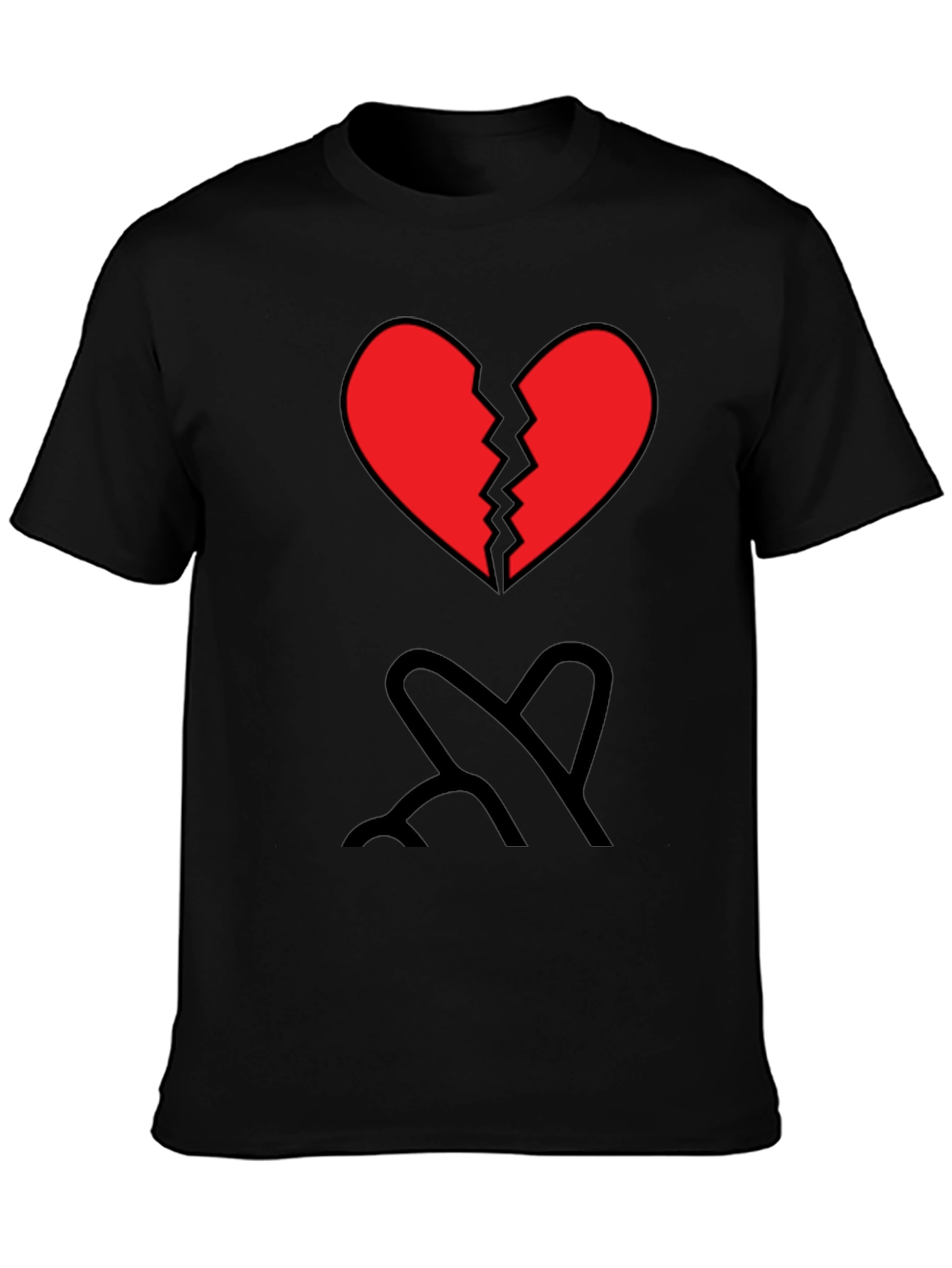 Broken Heart Graphic Tee - Mens Black T-Shirt
