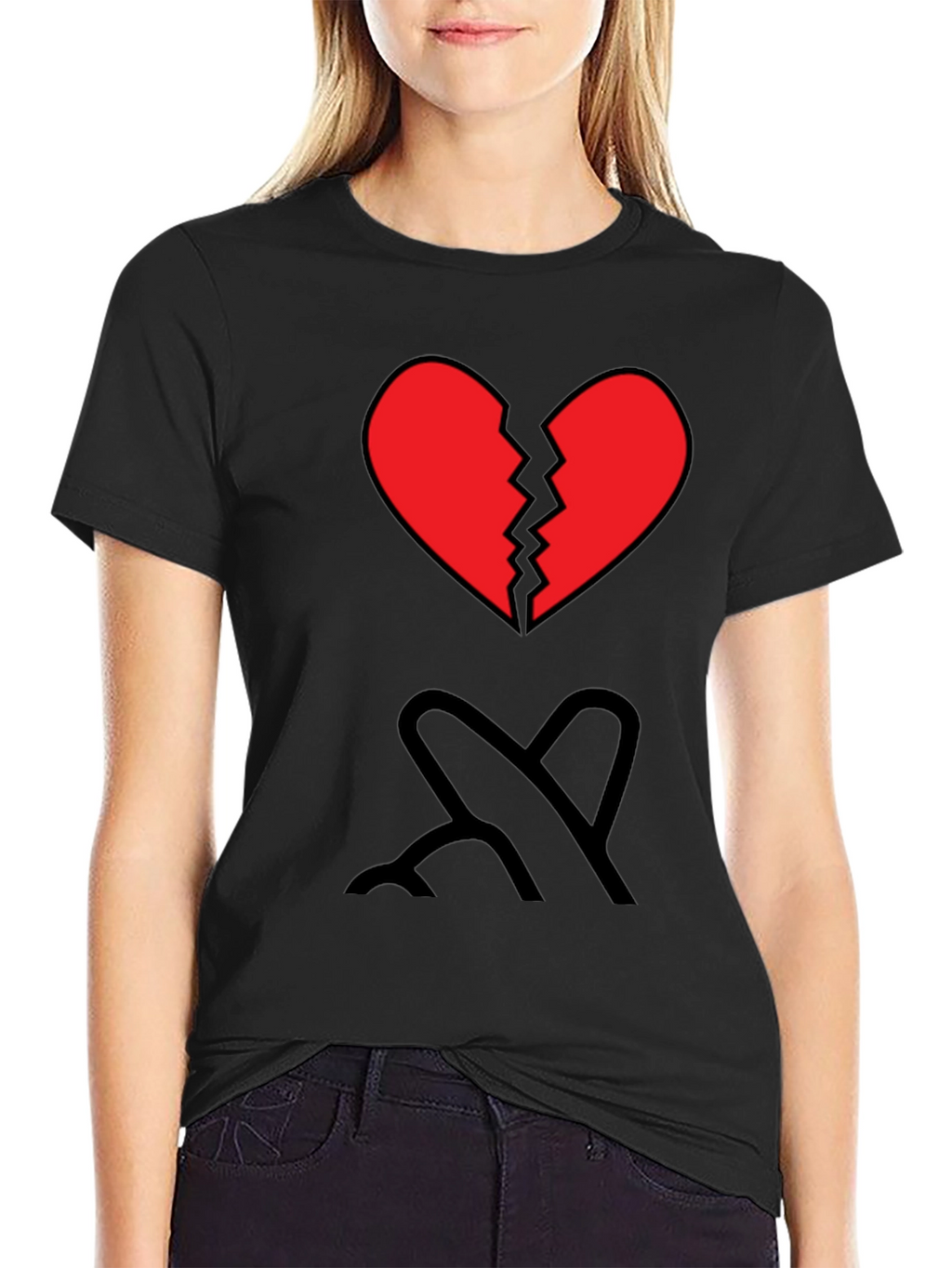 Broken Heart Graphic Tee - Mens Black T-Shirt