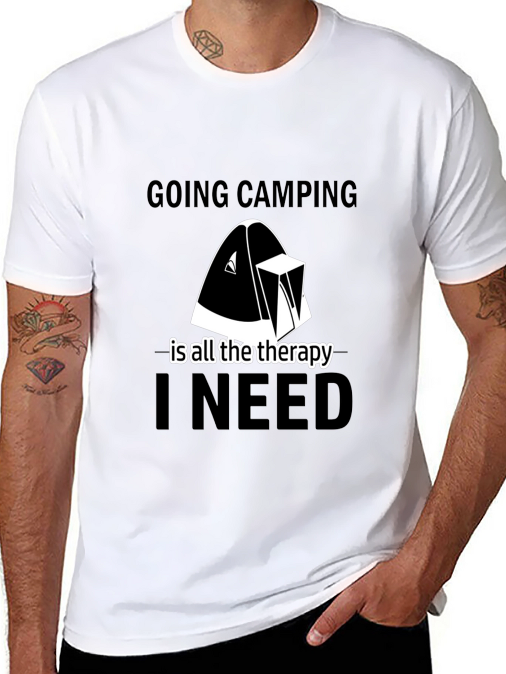 Camping Therapy Tee - Black Graphic T-Shirt