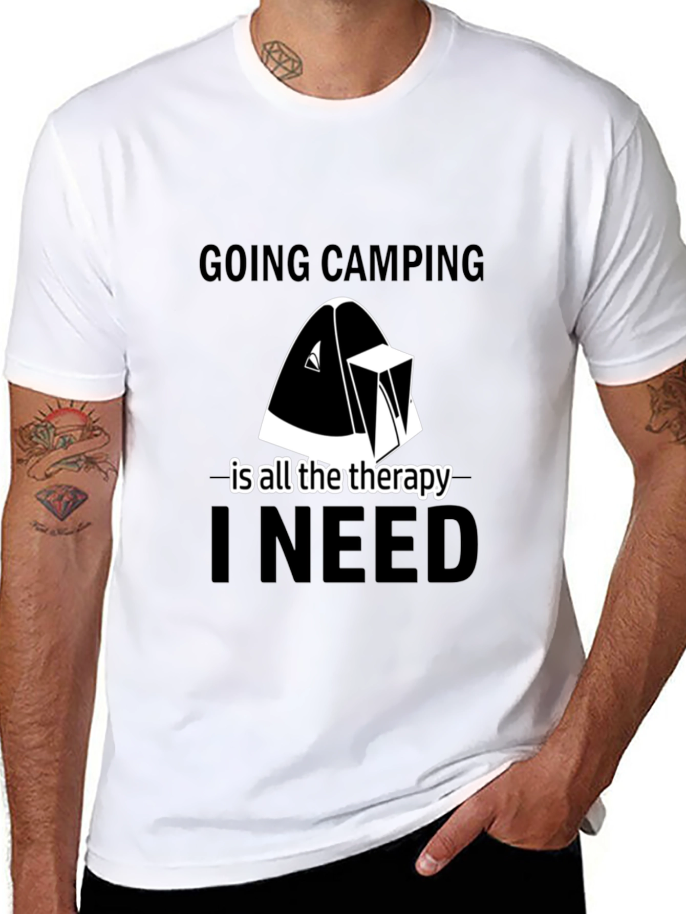 Camping Therapy Tee - Black Graphic T-Shirt