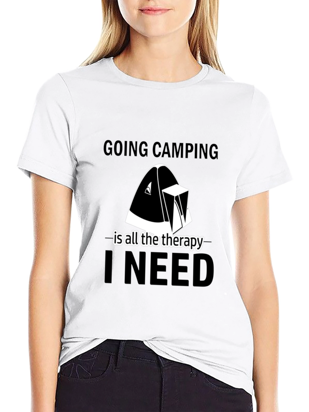 Camping Therapy Tee - Black Graphic T-Shirt