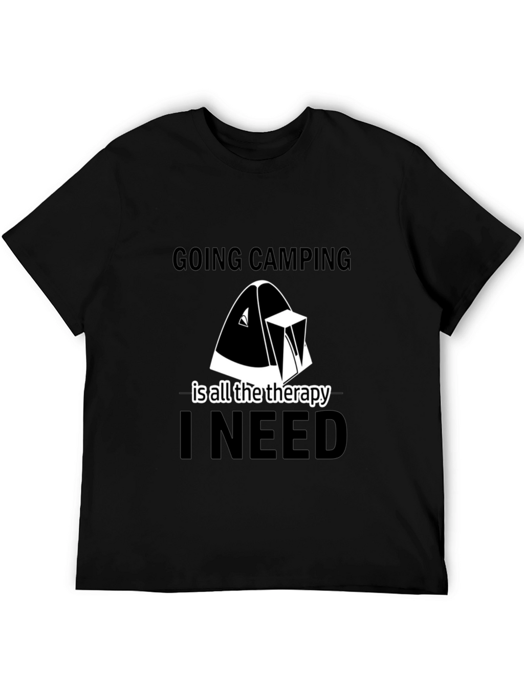 Camping Therapy Tee - Black Graphic T-Shirt