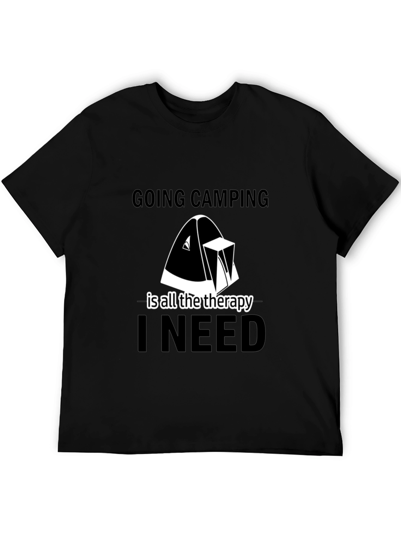 Camping Therapy Tee - Black Graphic T-Shirt
