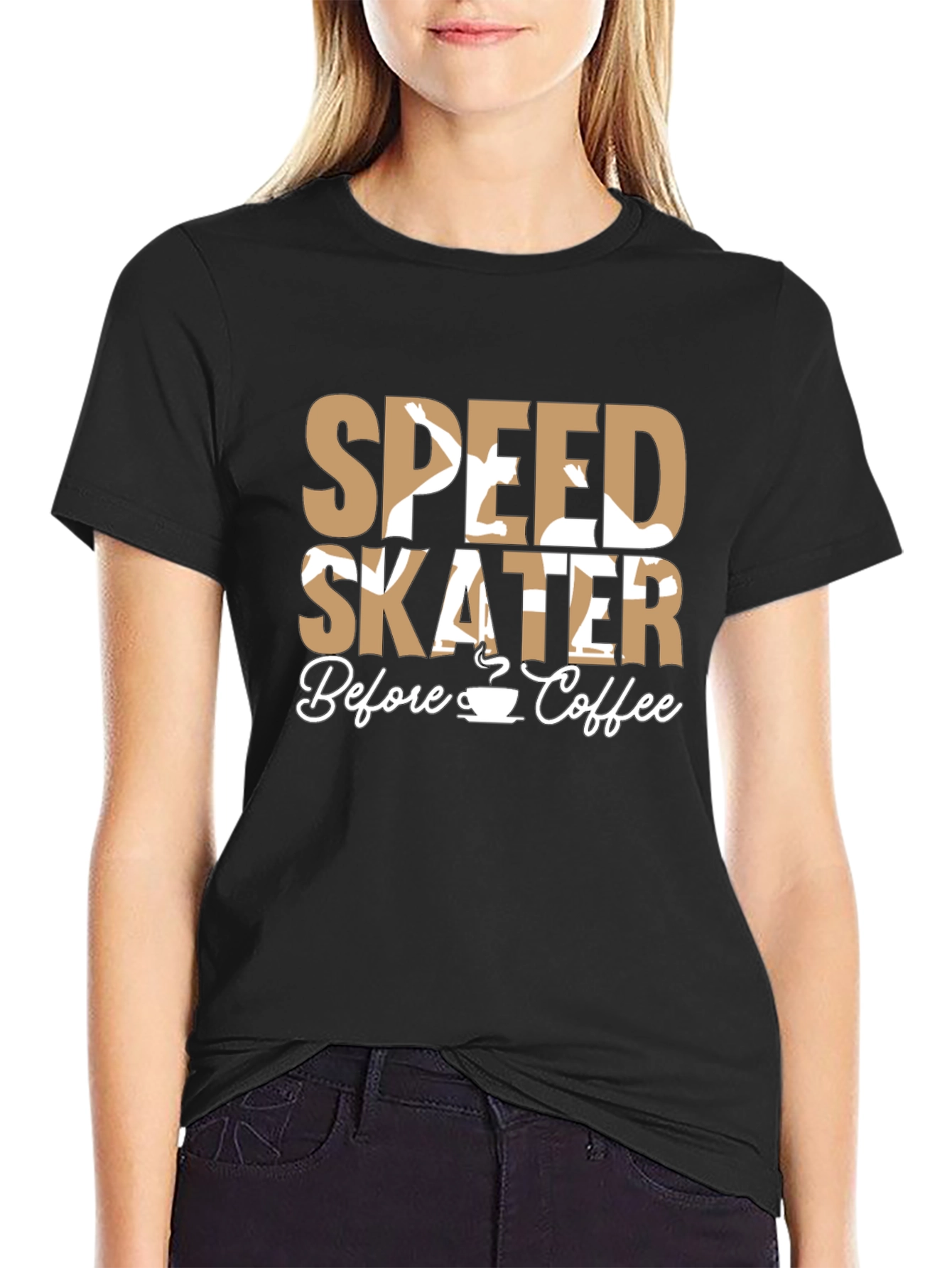 Speed Skater Before Coffee Graphic T-Shirt