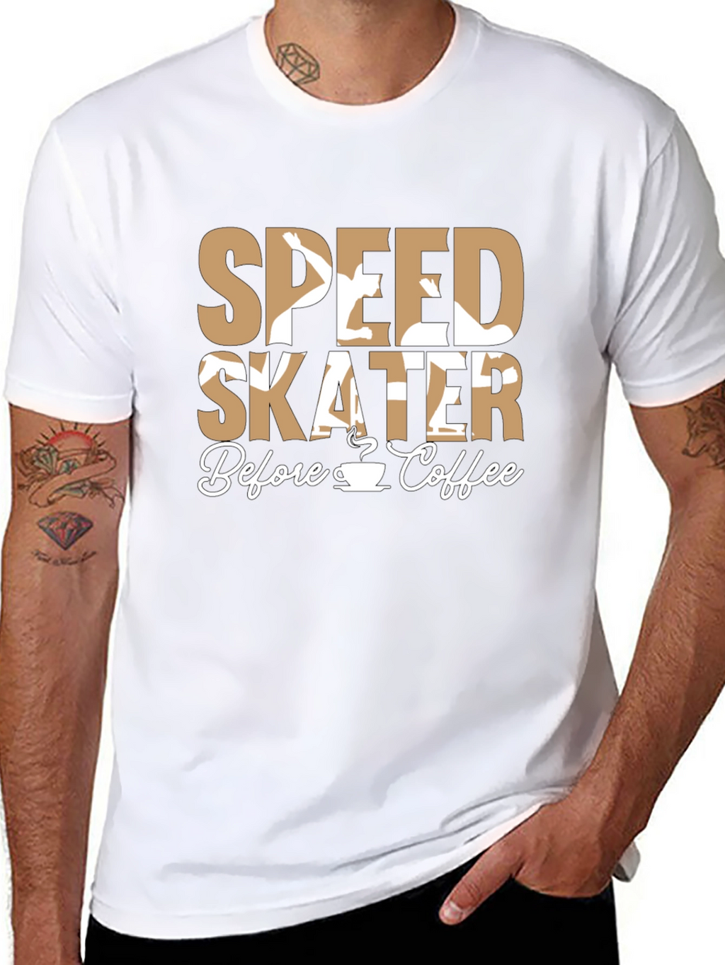Speed Skater Before Coffee Graphic T-Shirt