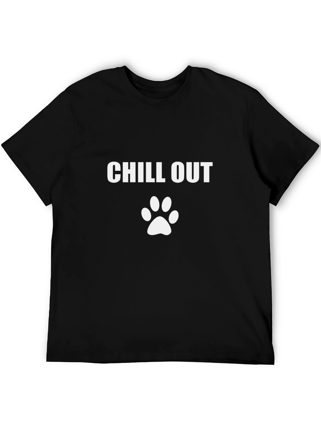 Chill Out Dog Paw Print Black T-Shirt