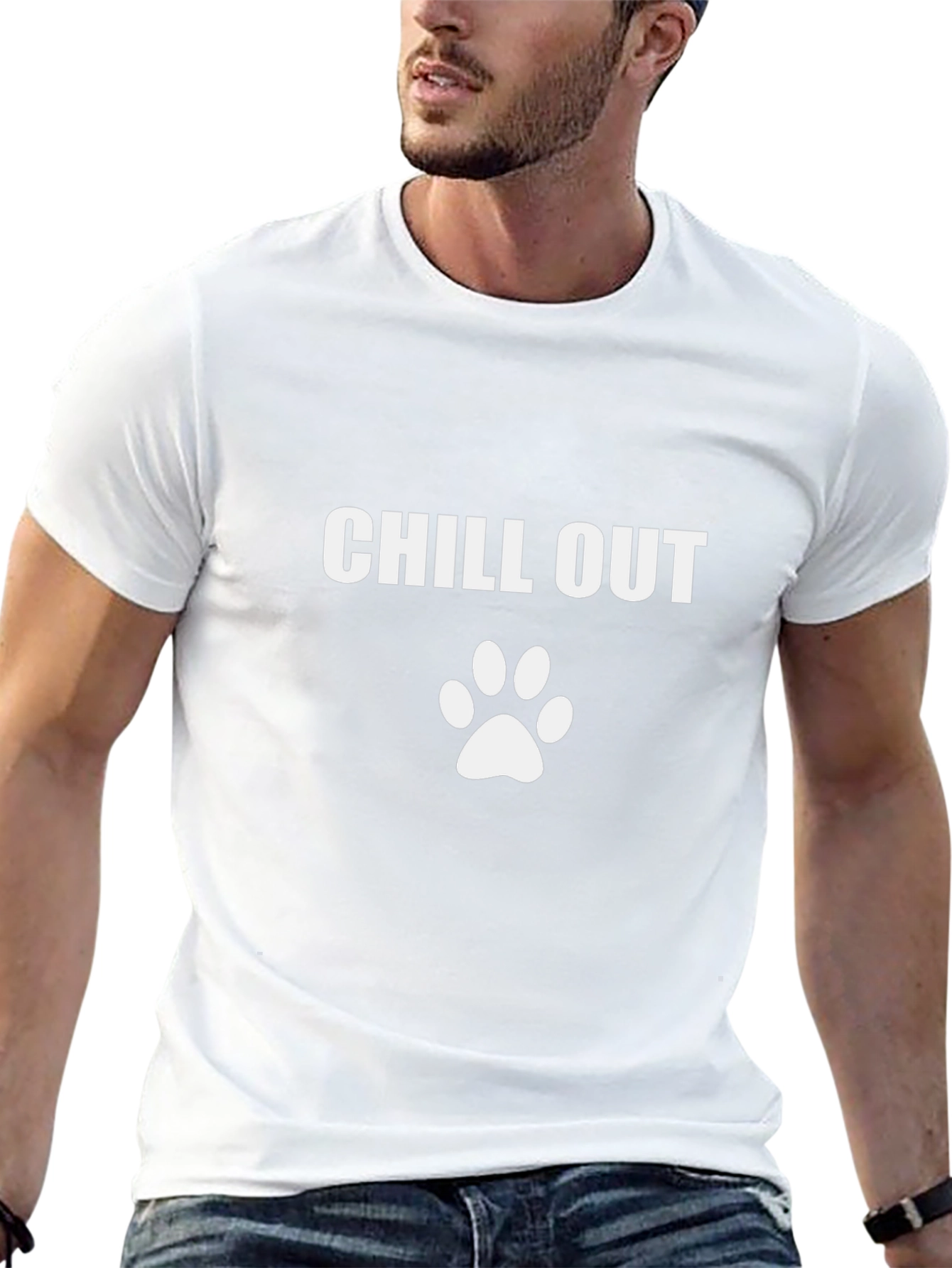 Chill Out Dog Paw Print Black T-Shirt