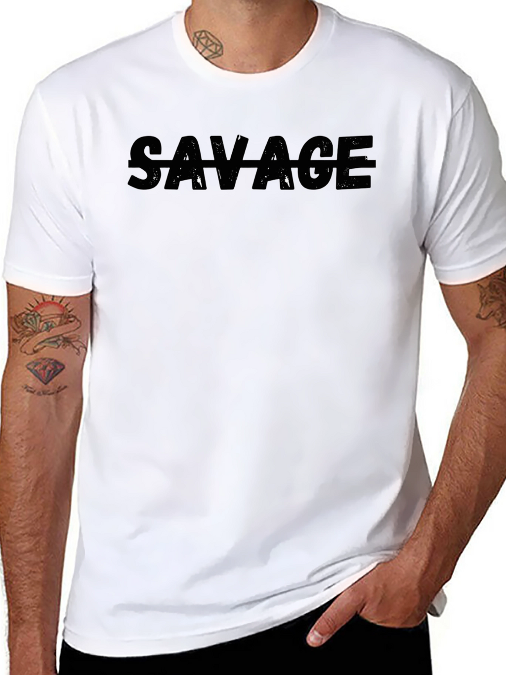 Savage Graphic Print Crew Neck Short Sleeve T-Shirt