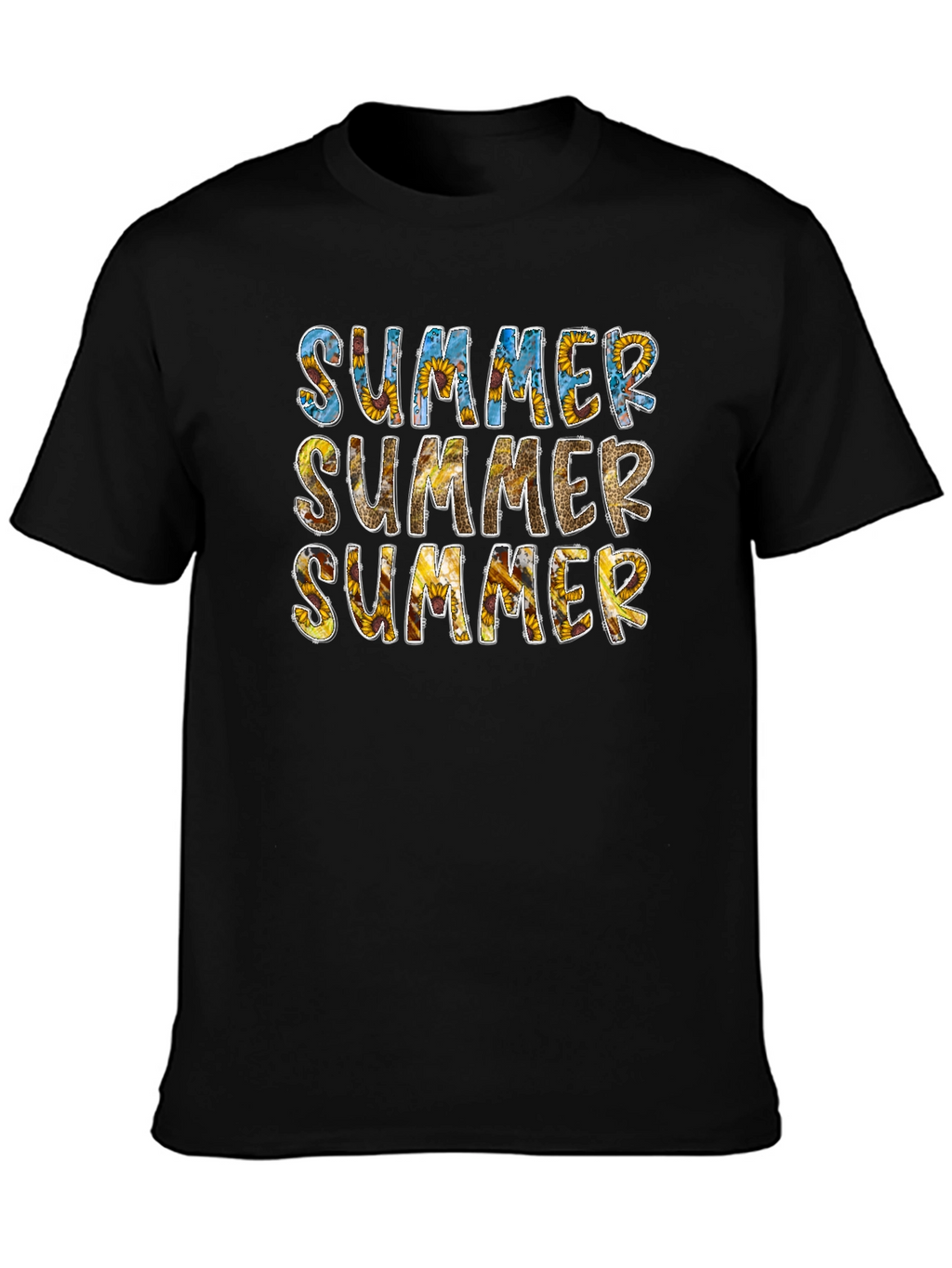 Sunflower Summer Graphic Tee - Black Cotton T-Shirt
