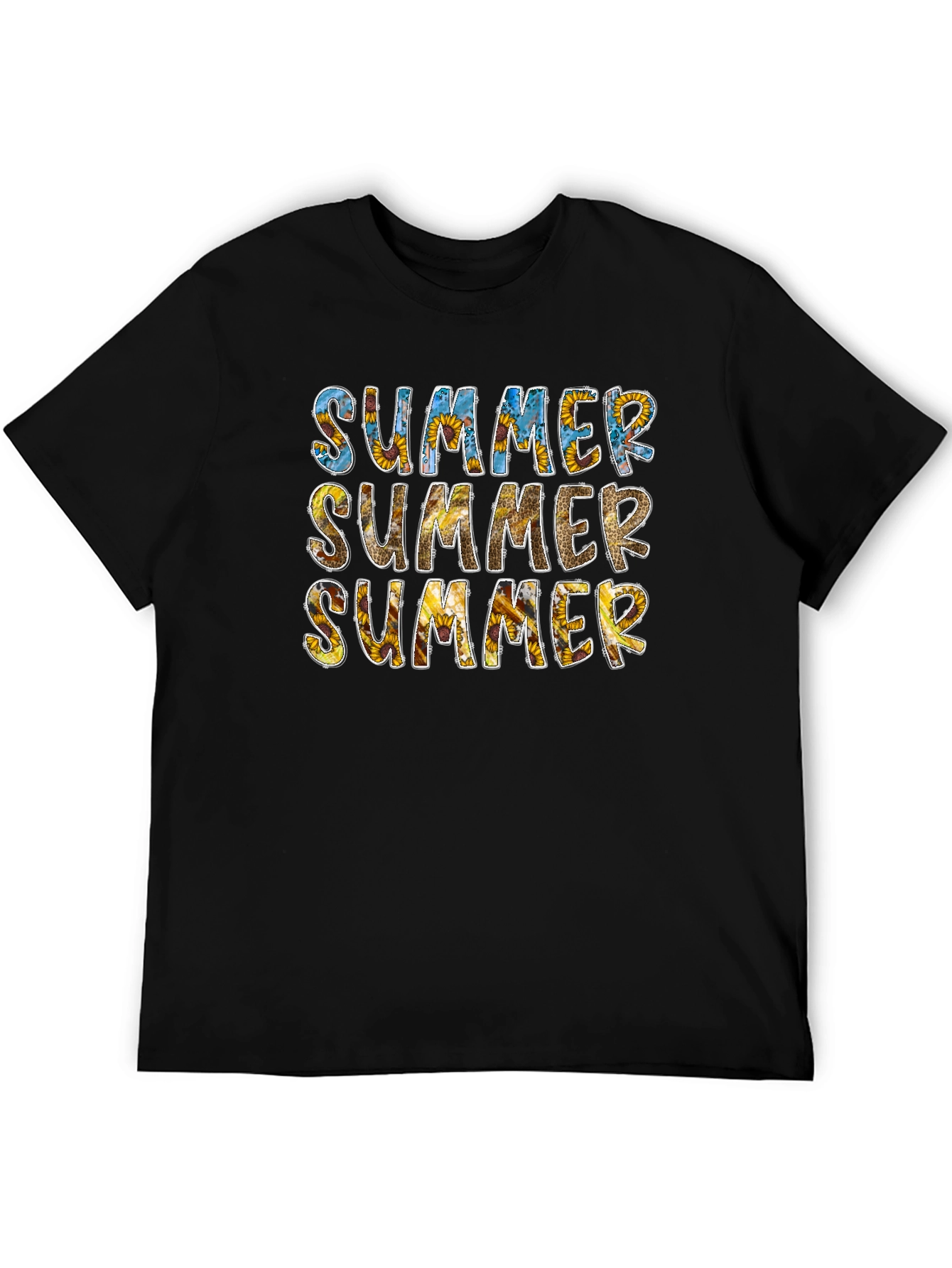 Sunflower Summer Graphic Tee - Black Cotton T-Shirt