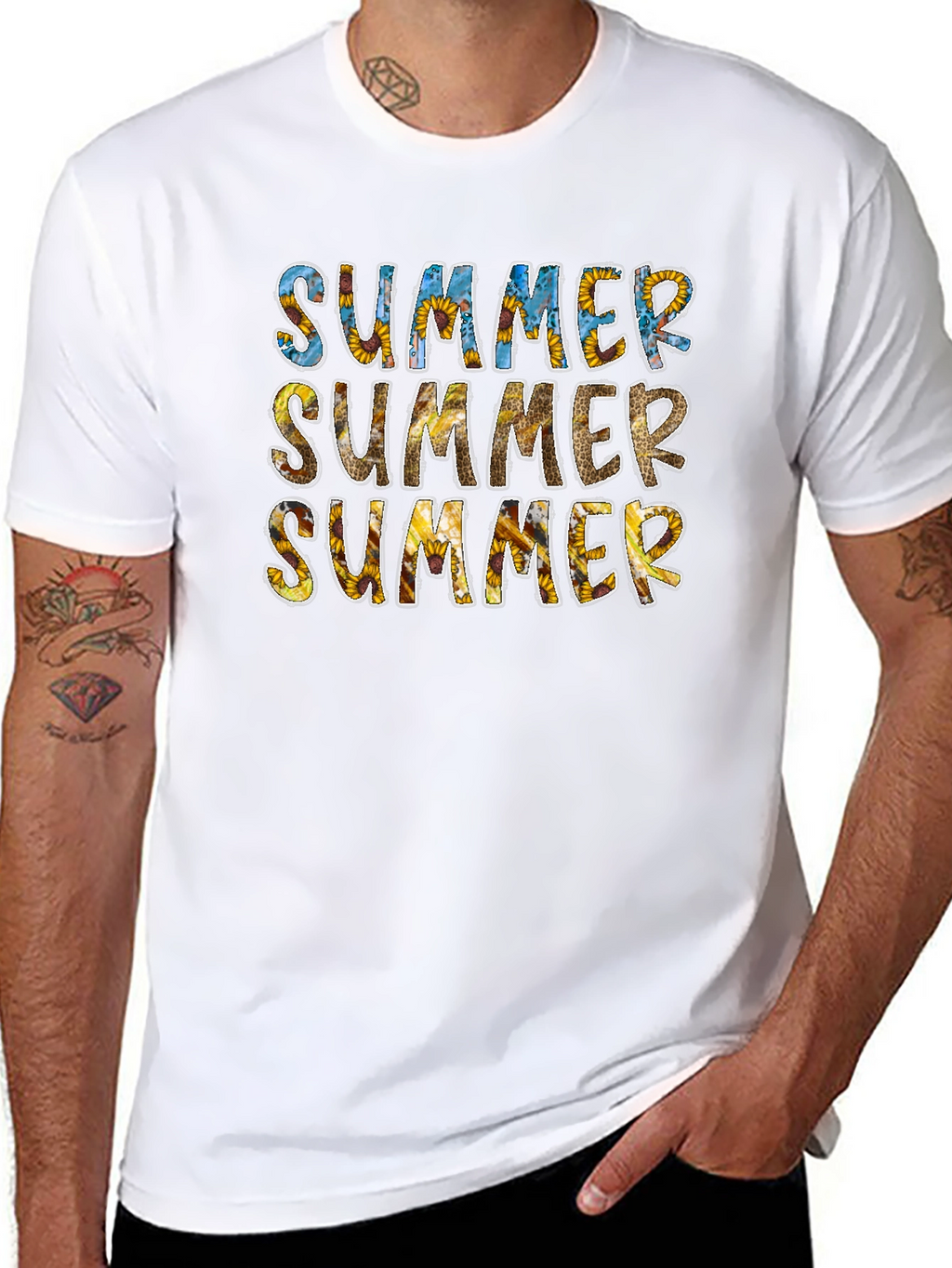 Sunflower Summer Graphic Tee - Black Cotton T-Shirt