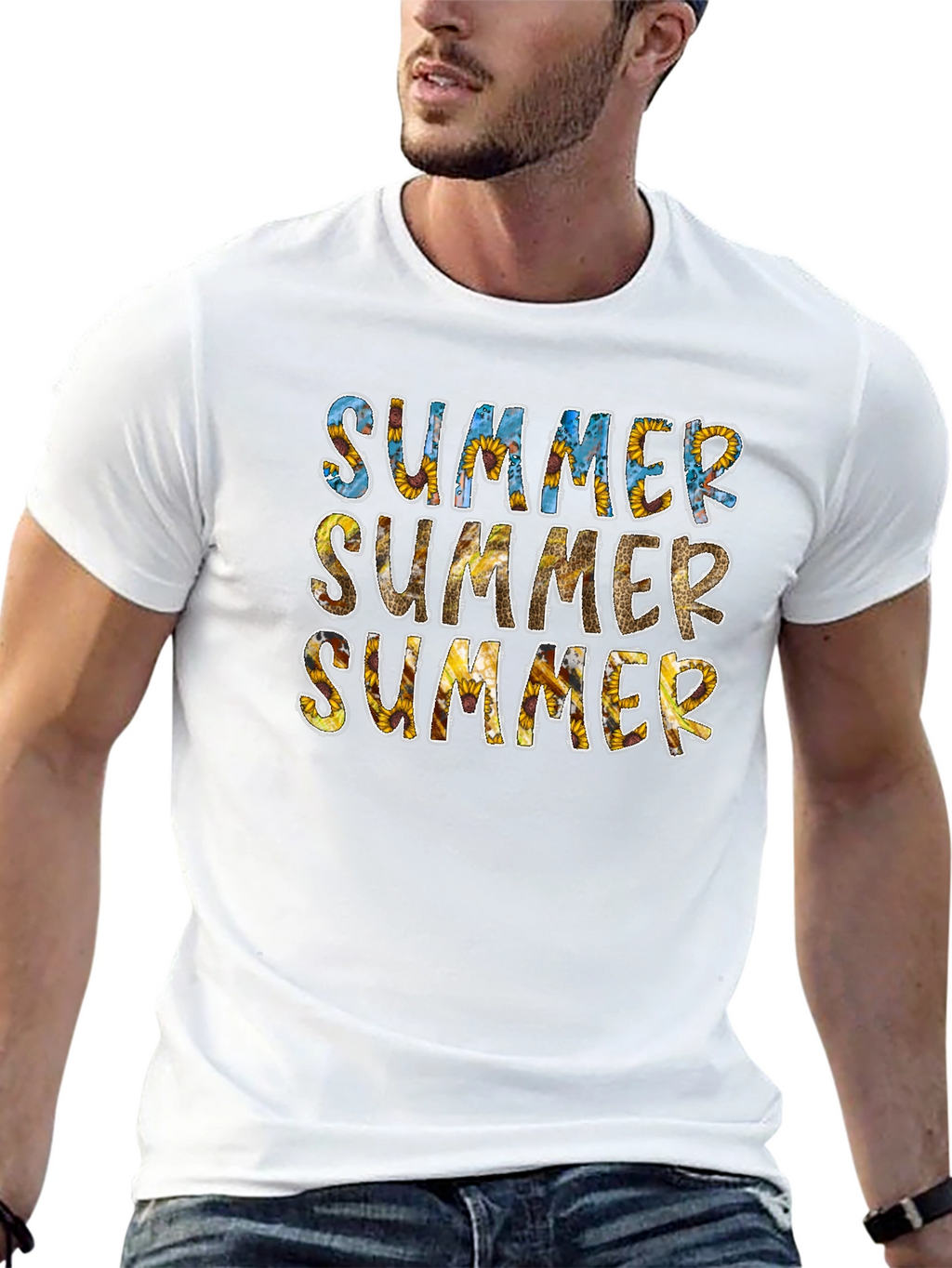 Sunflower Summer Graphic Tee - Black Cotton T-Shirt