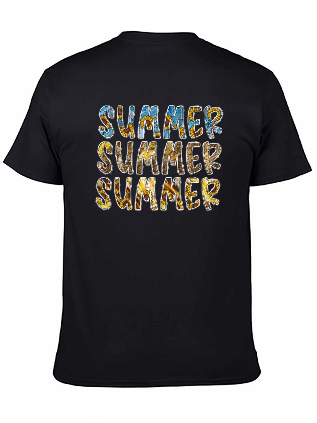 Sunflower Summer Graphic Tee - Black Cotton T-Shirt
