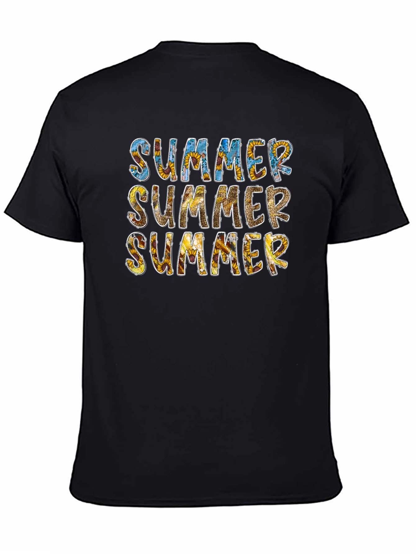 Sunflower Summer Graphic Tee - Black Cotton T-Shirt