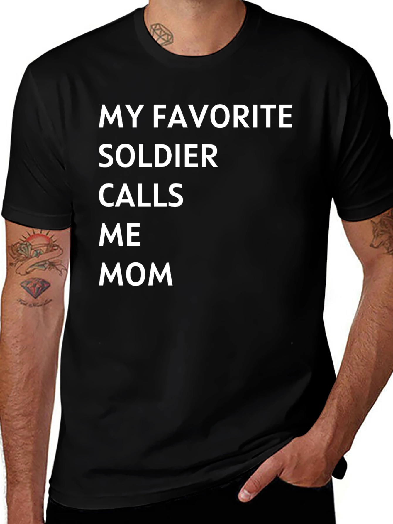 My Favorite Soldier Calls Me Mom T-Shirt - Black Cotton Tee