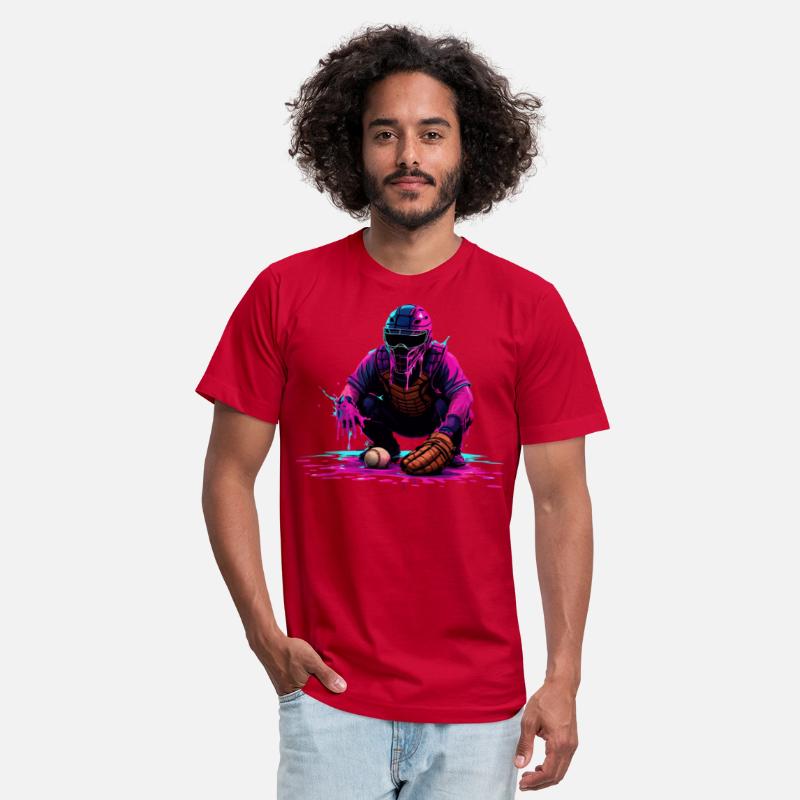 Neon Baseball Catcher Art Cool Vaporwave Sports