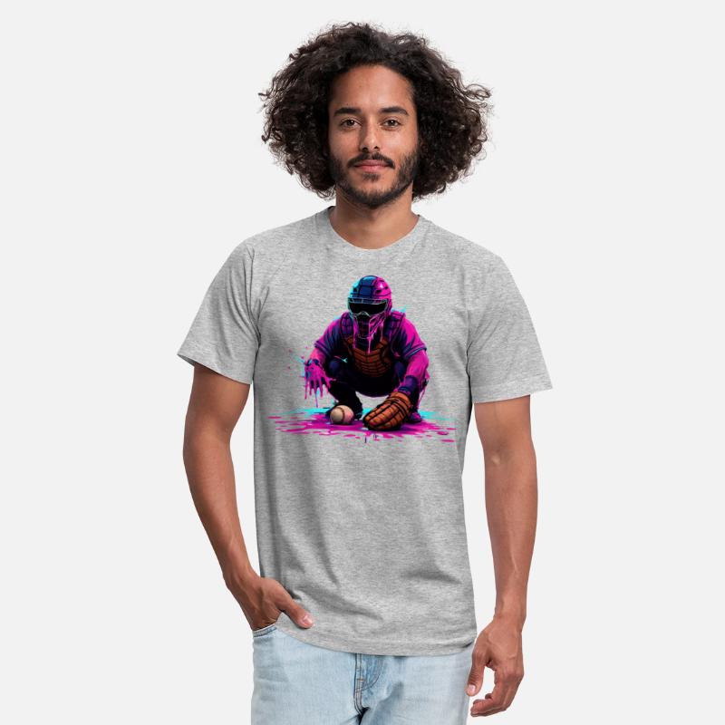 Neon Baseball Catcher Art Cool Vaporwave Sports