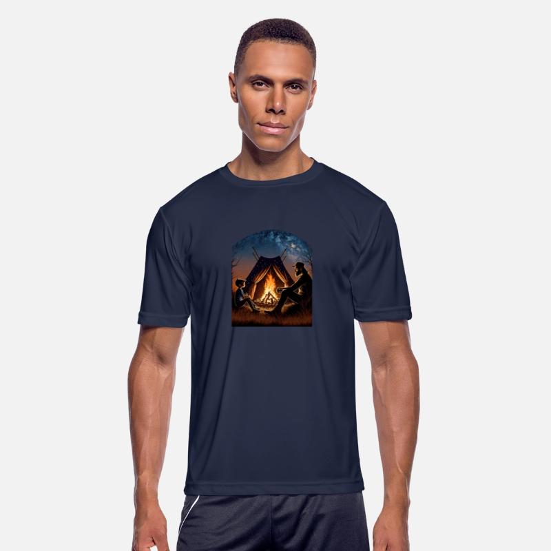 Night Camping Bonfire Bonding Father and Son