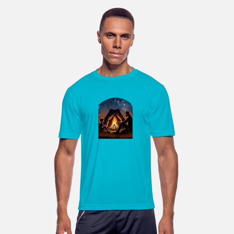 Night Camping Bonfire Bonding Father and Son