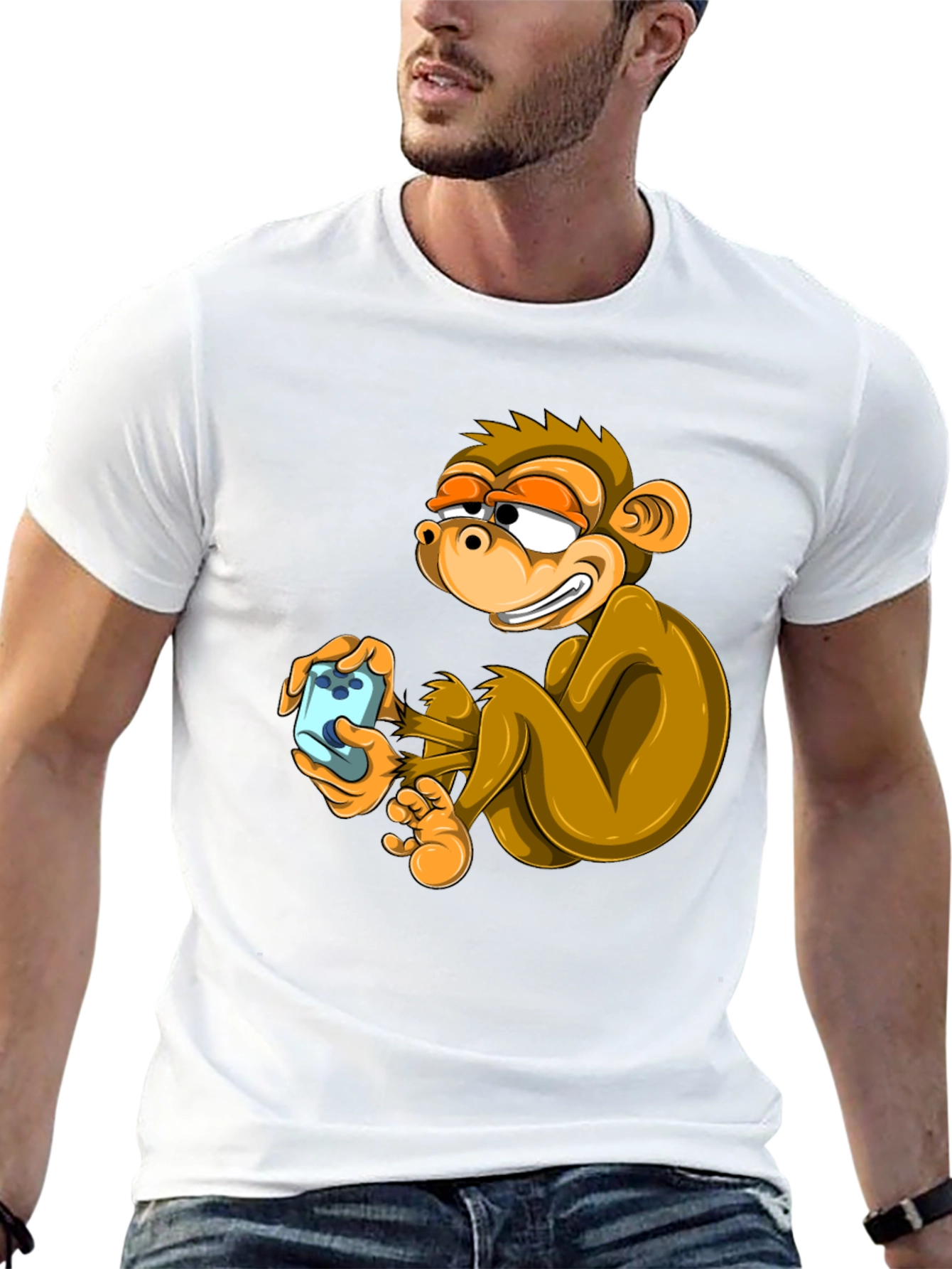 Funny Monkey Graphic Tee - Black Cotton T-Shirt