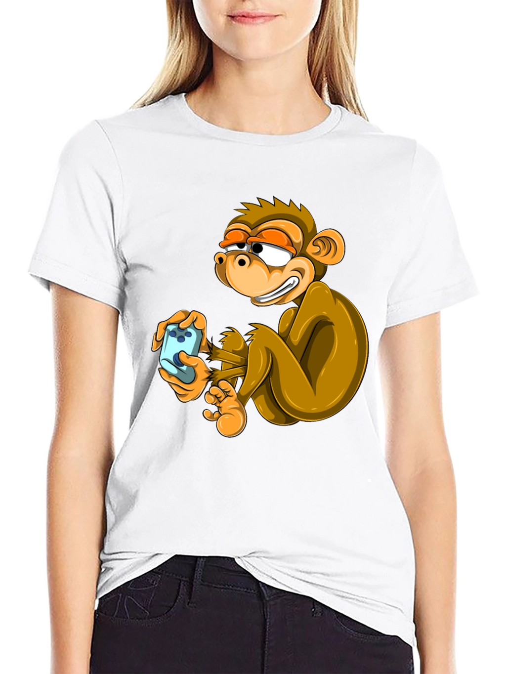 Funny Monkey Graphic Tee - Black Cotton T-Shirt