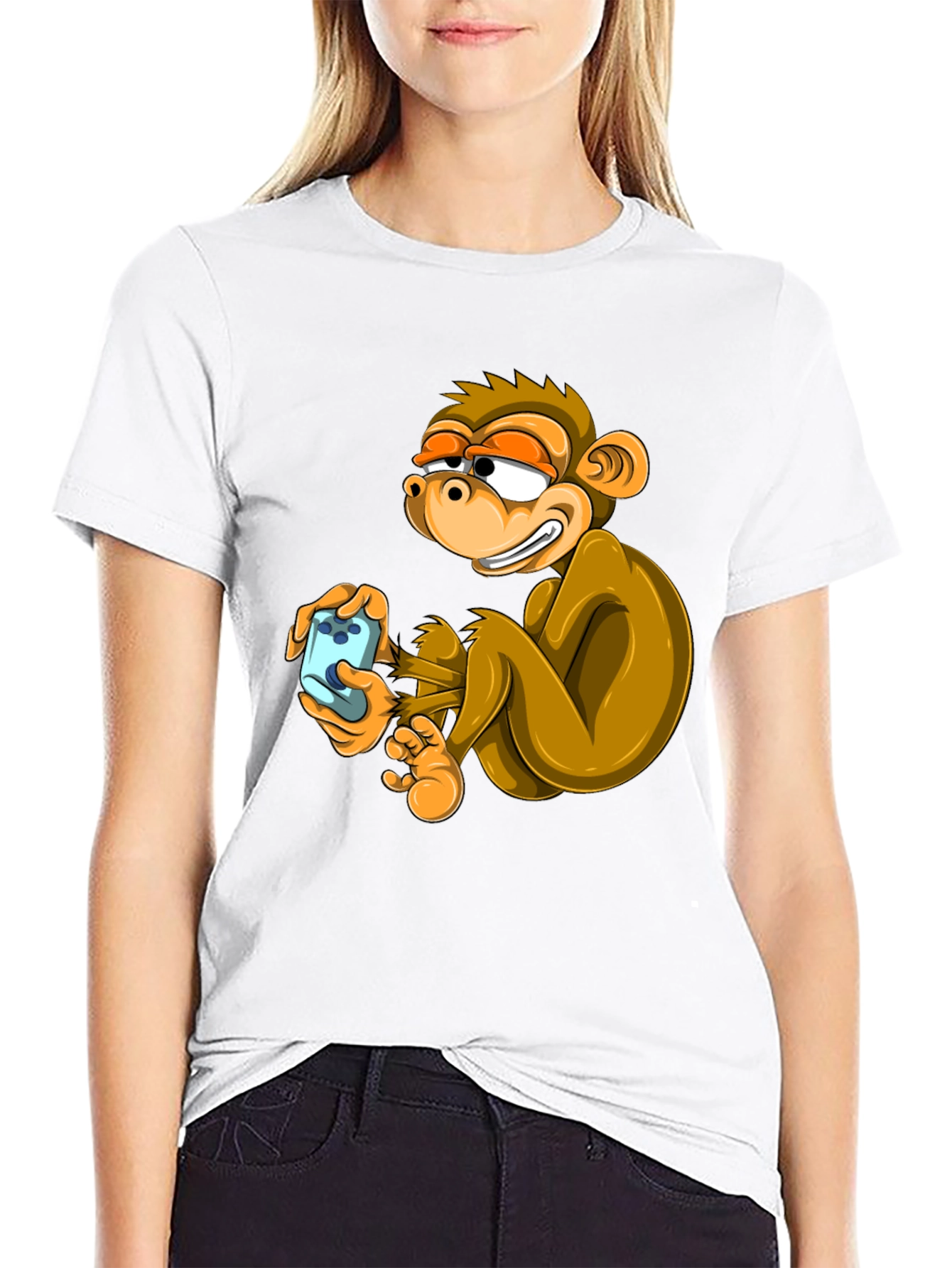 Funny Monkey Graphic Tee - Black Cotton T-Shirt