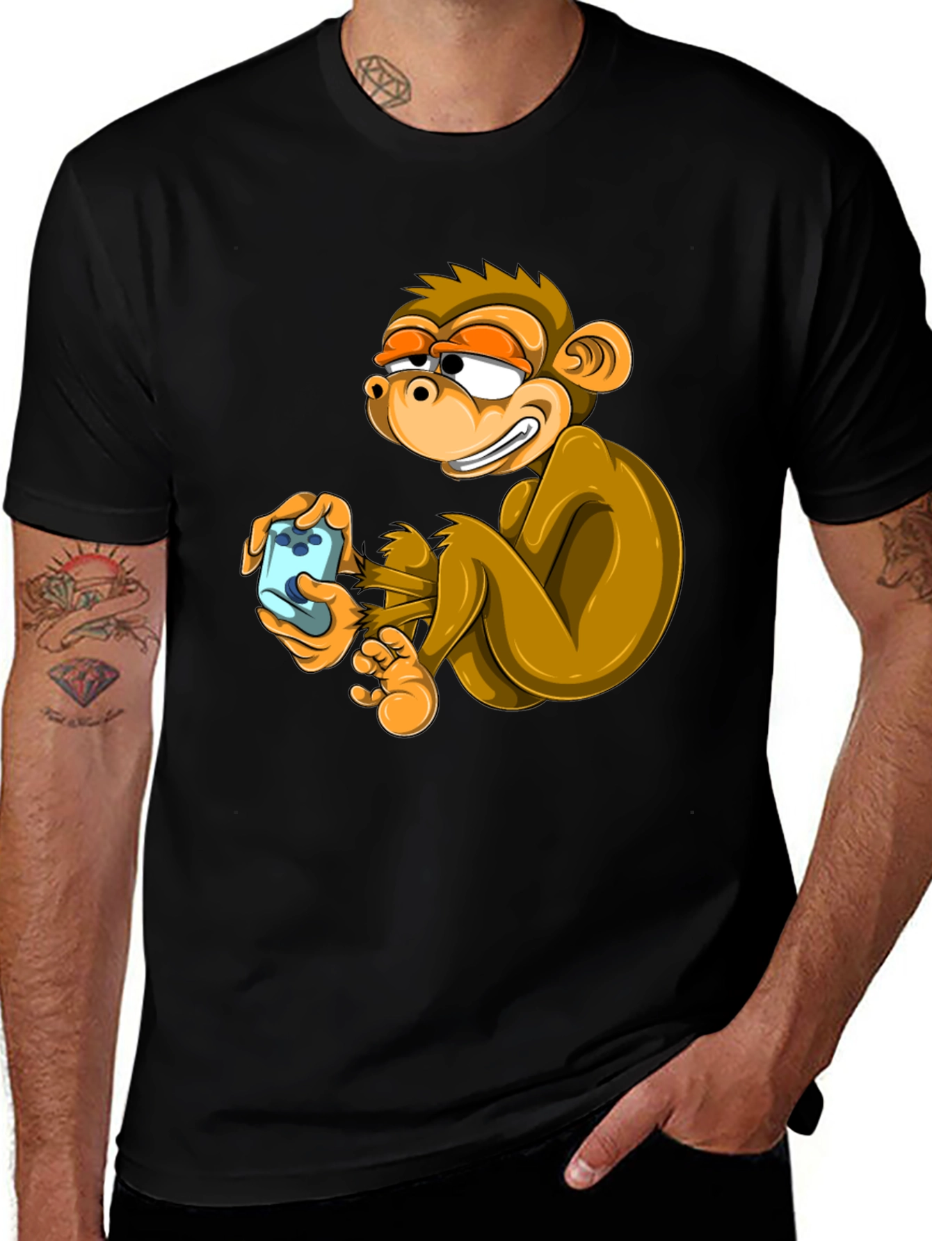 Funny Monkey Graphic Tee - Black Cotton T-Shirt