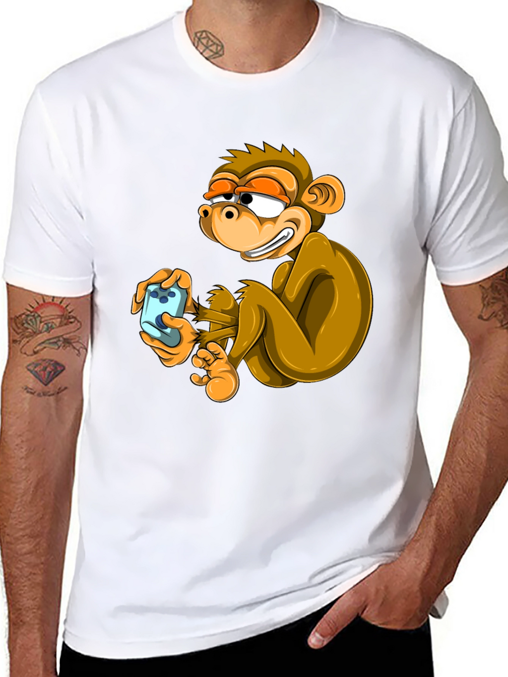 Funny Monkey Graphic Tee - Black Cotton T-Shirt
