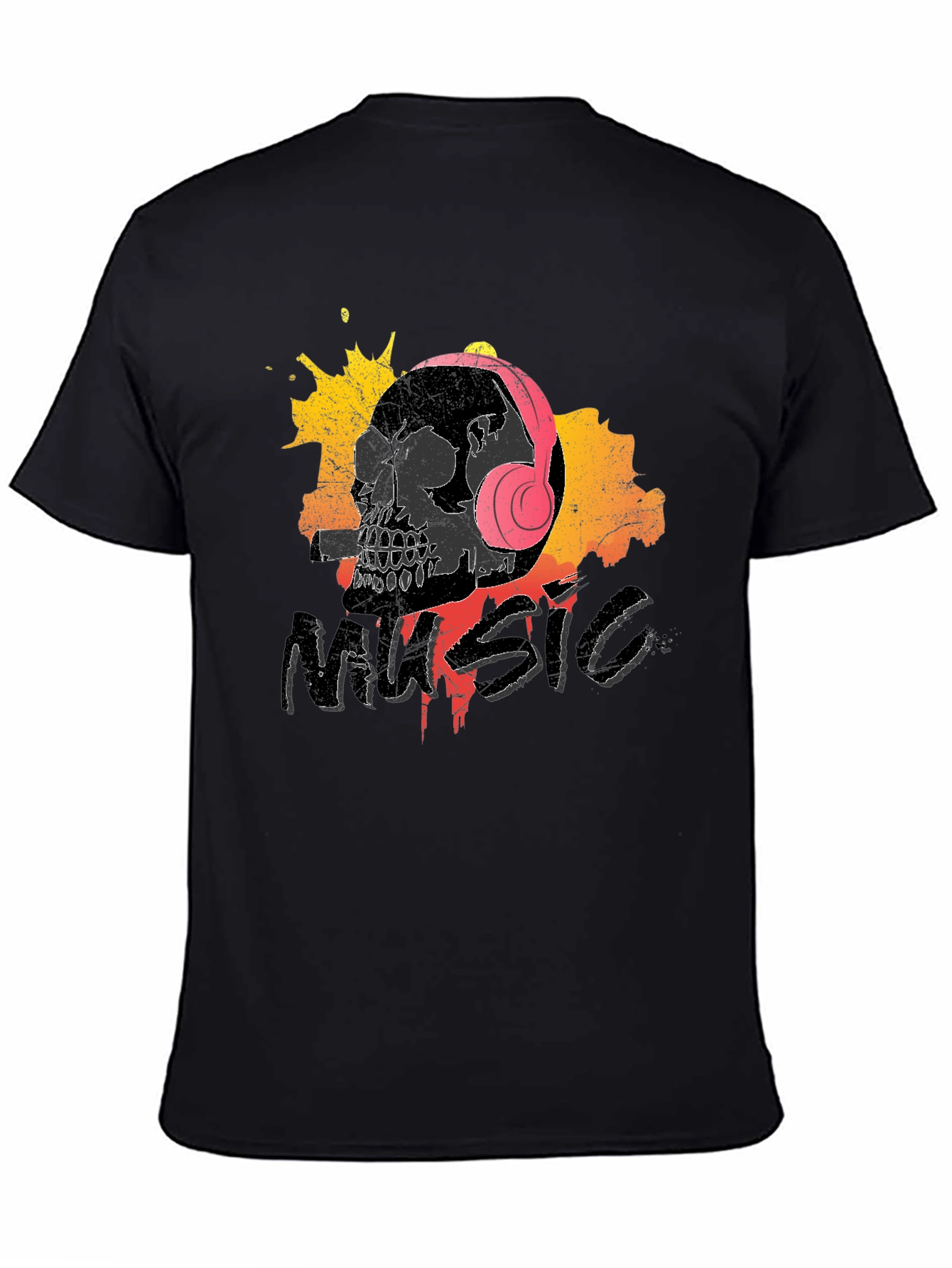 Skull Music T-Shirt - Grunge Design