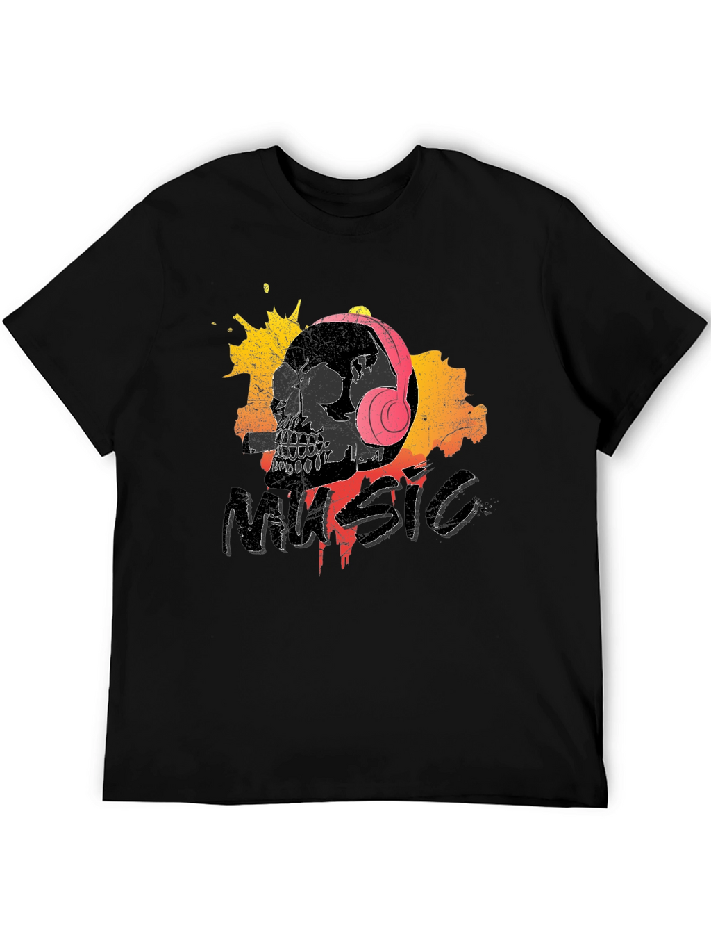 Skull Music T-Shirt - Grunge Design