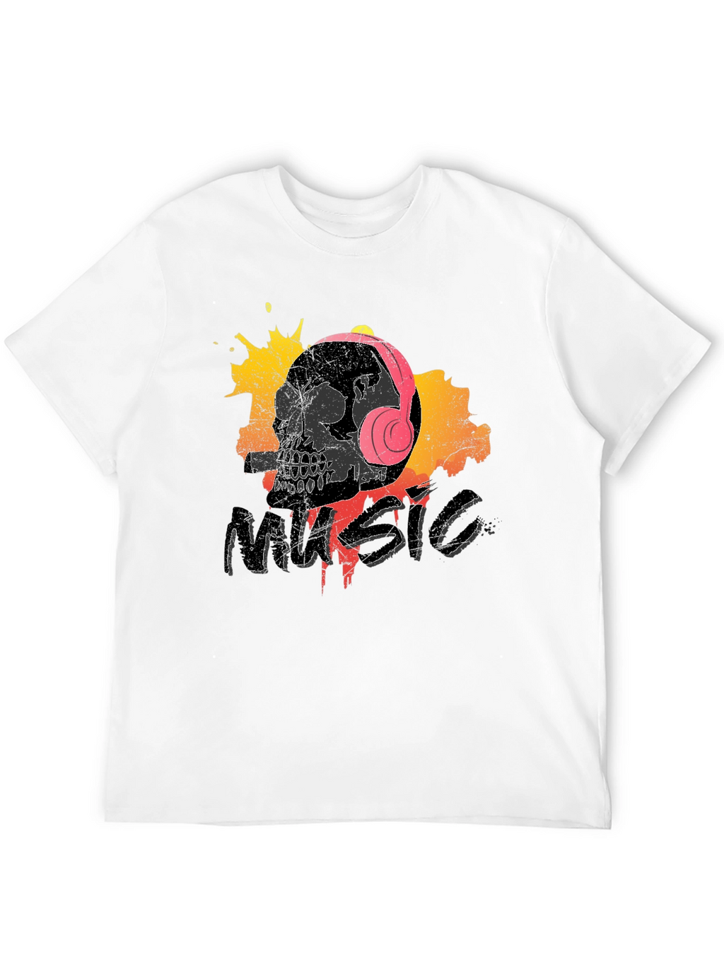 Skull Music T-Shirt - Grunge Design