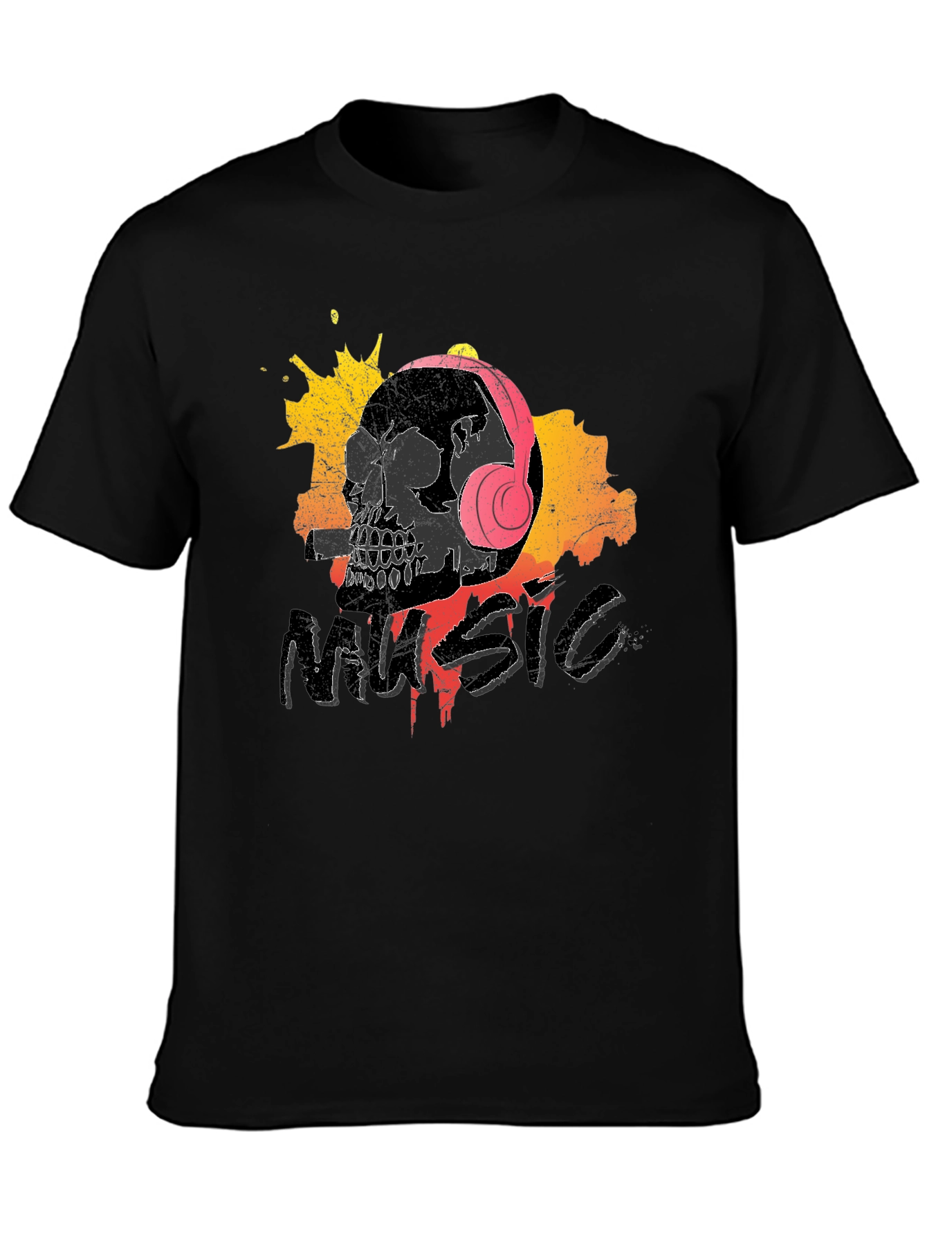 Skull Music T-Shirt - Grunge Design