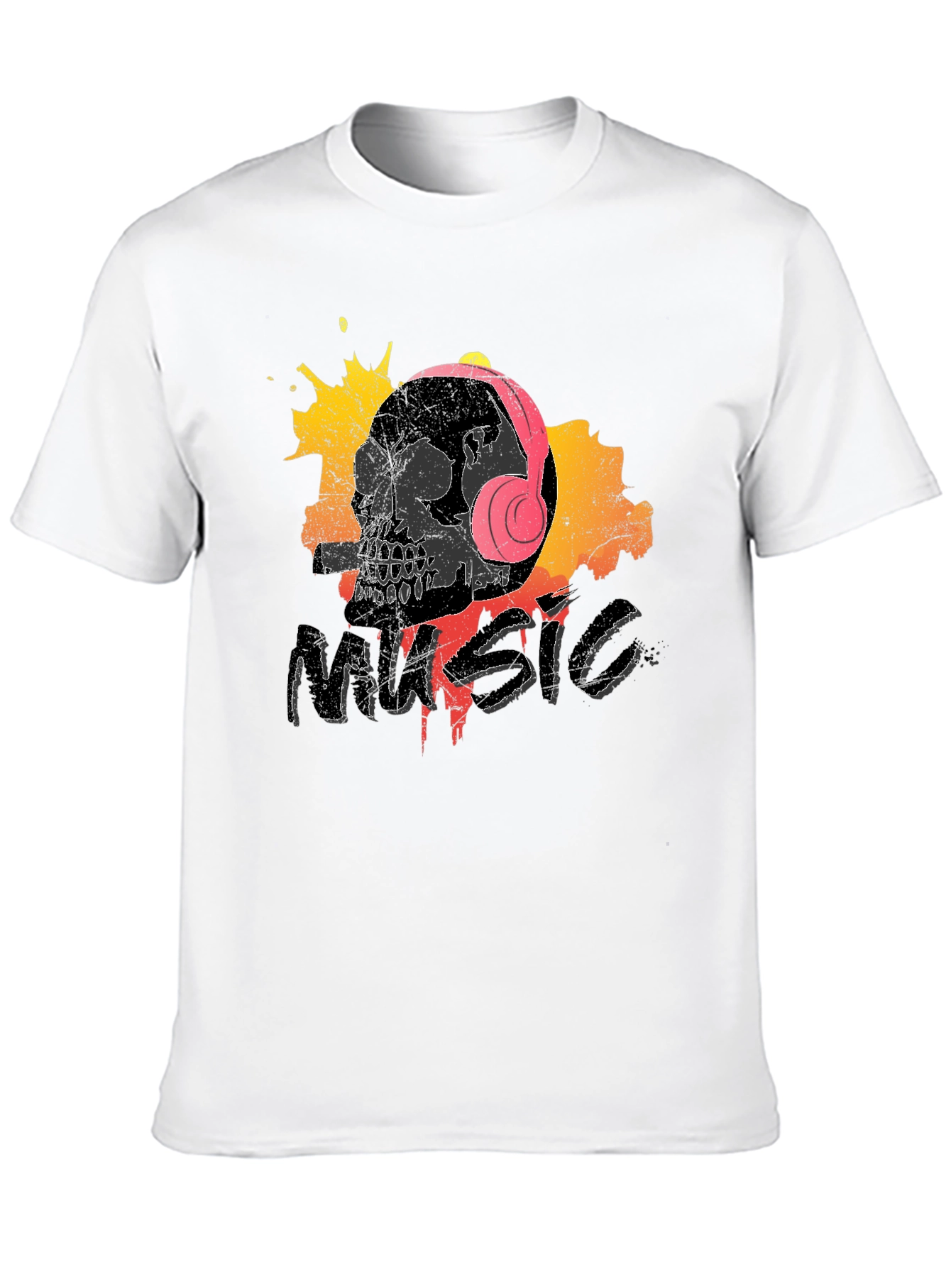 Skull Music T-Shirt - Grunge Design