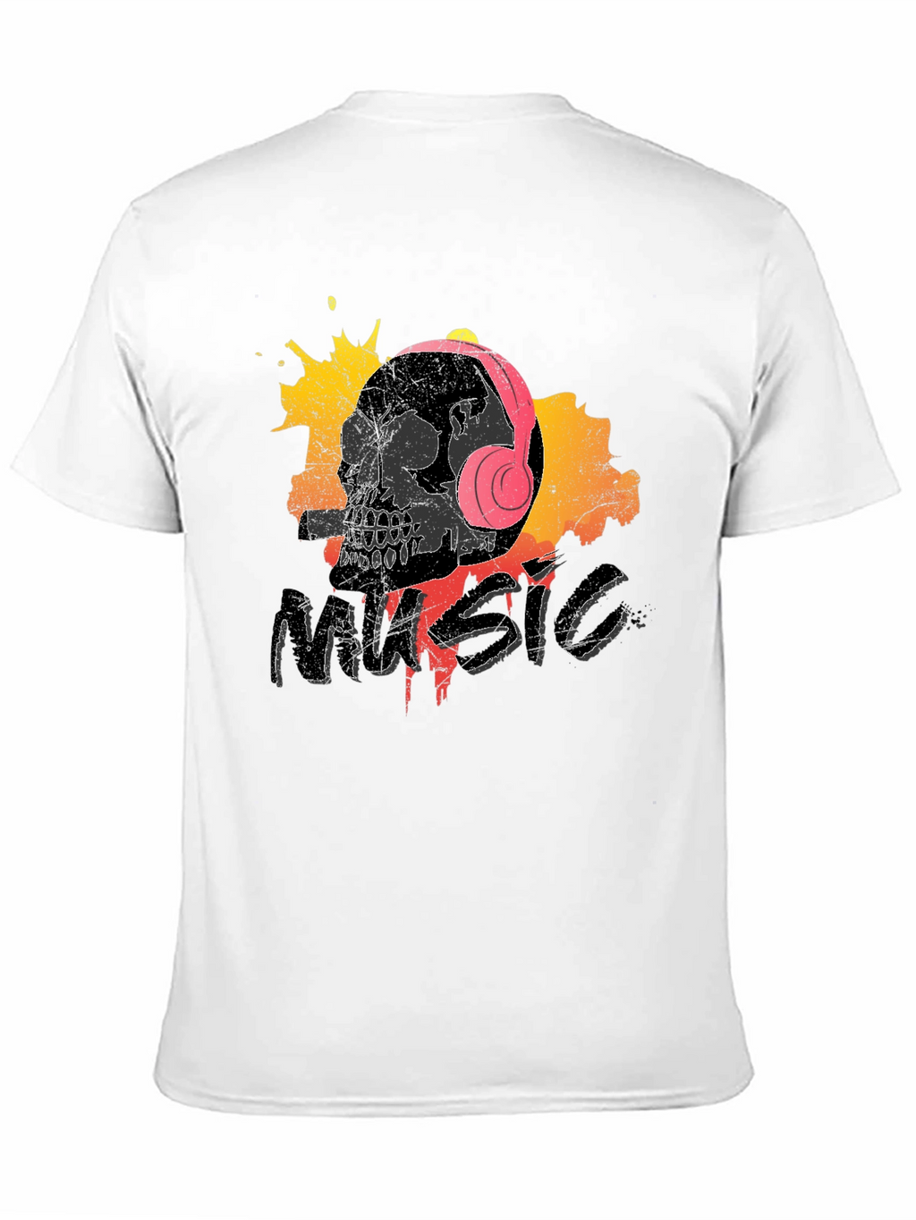 Skull Music T-Shirt - Grunge Design