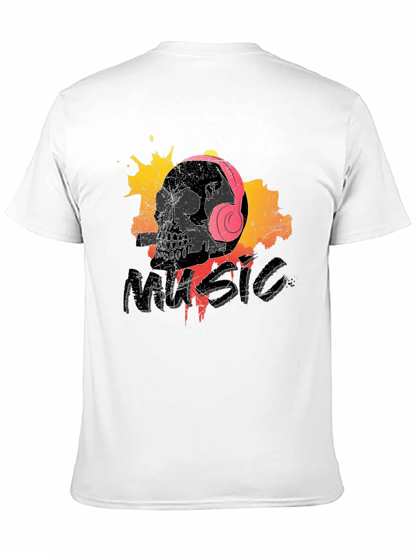 Skull Music T-Shirt - Grunge Design