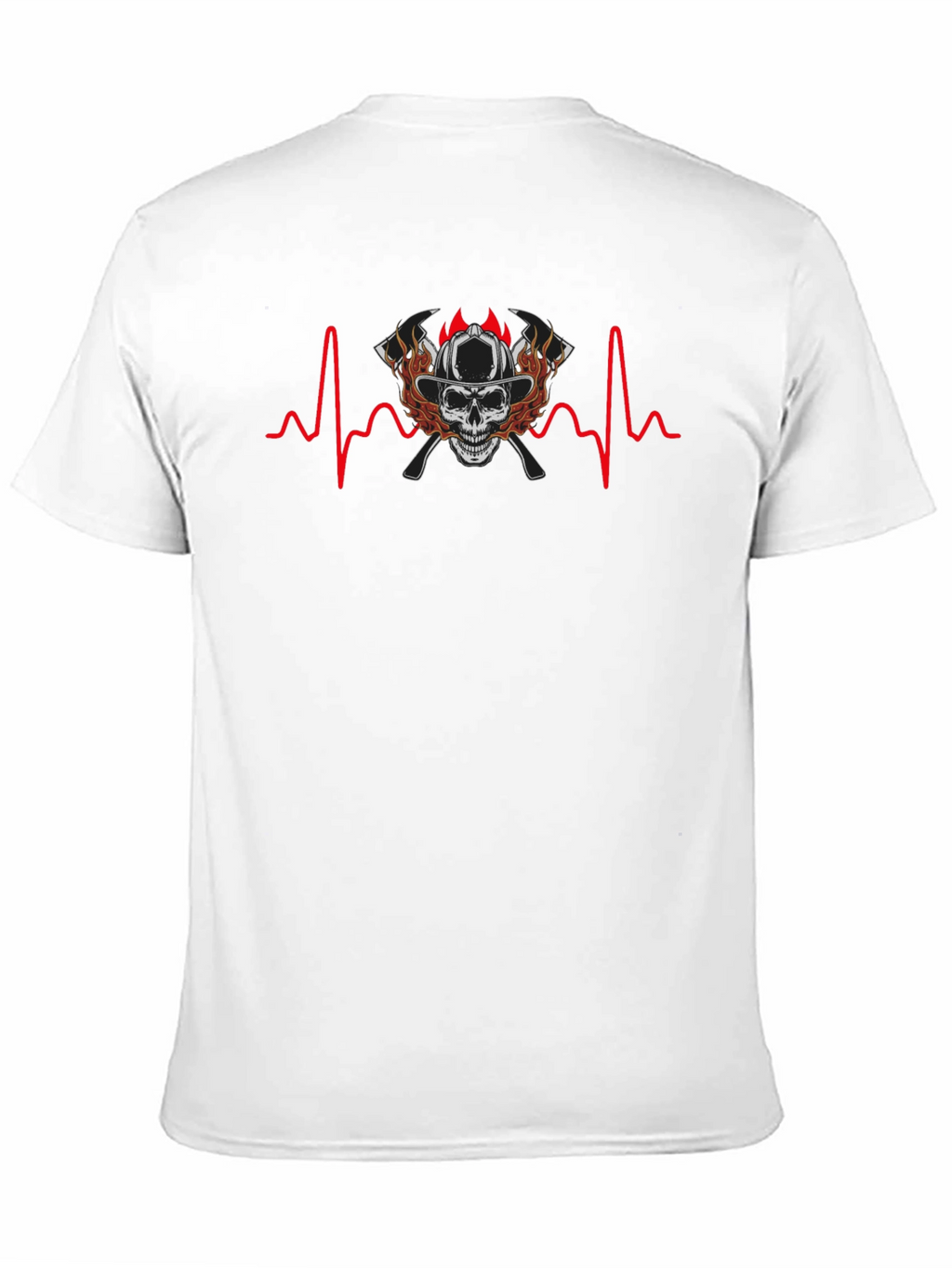 Firefighter Skull Heartbeat T-Shirt