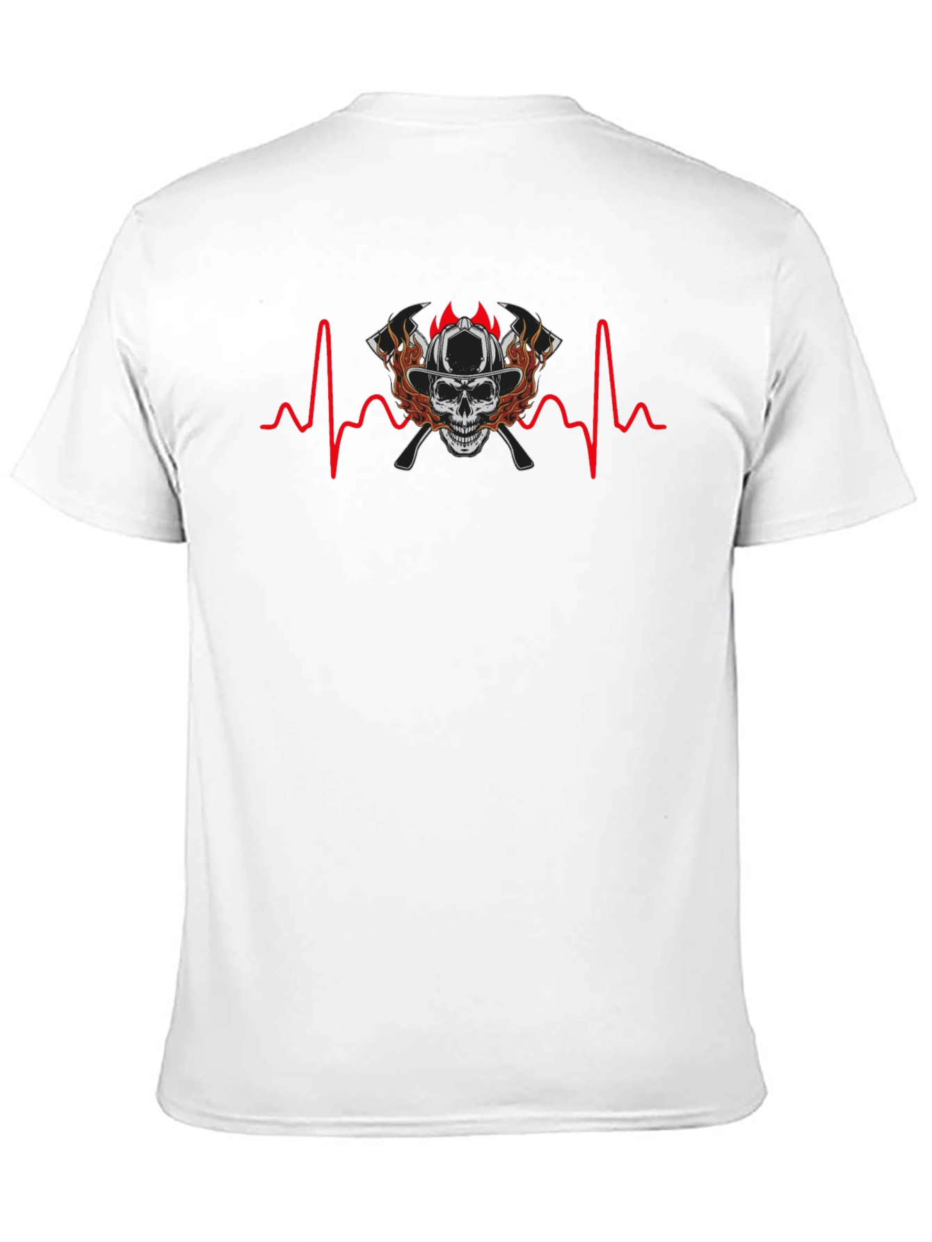 Firefighter Skull Heartbeat T-Shirt